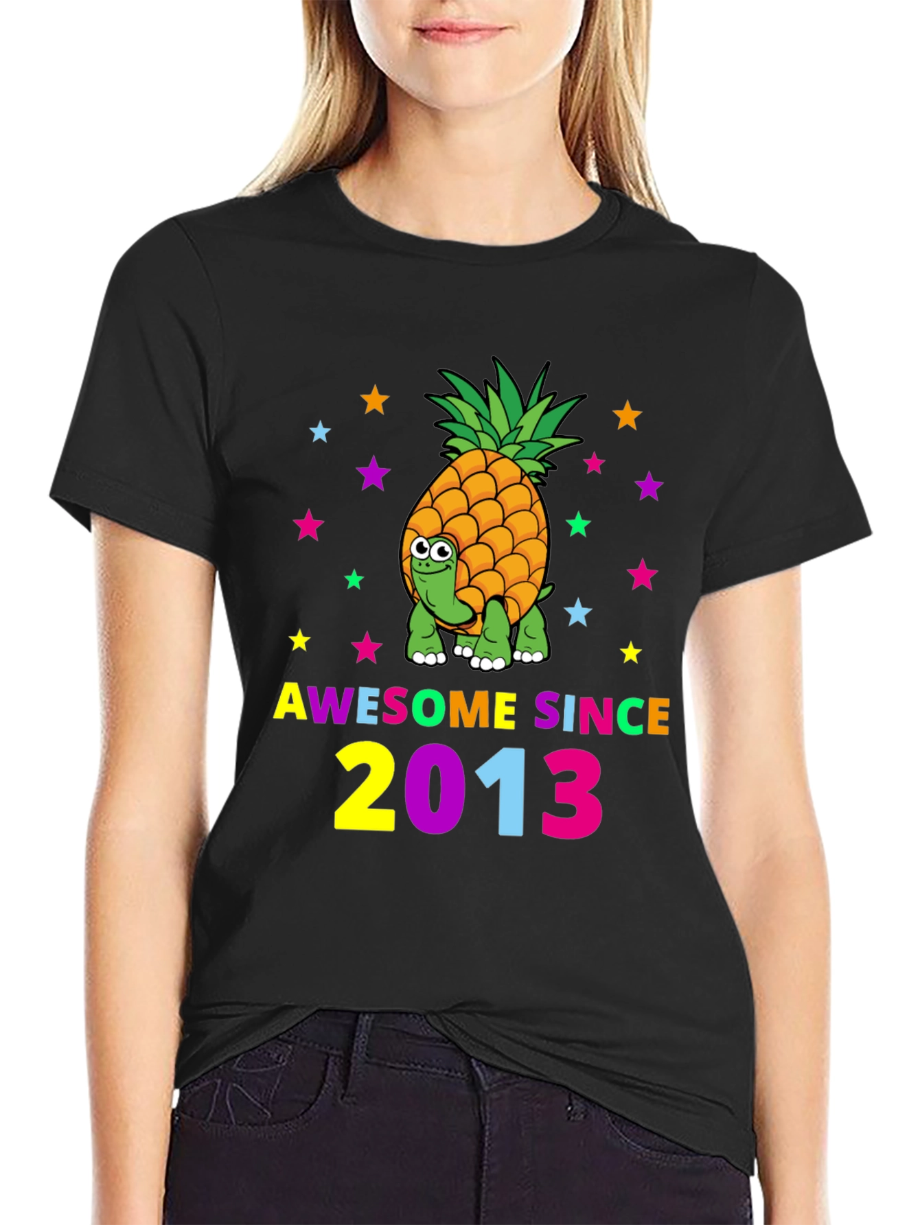 Awesome Since 2013 Pineapple Turtle Graphic T-Shirt