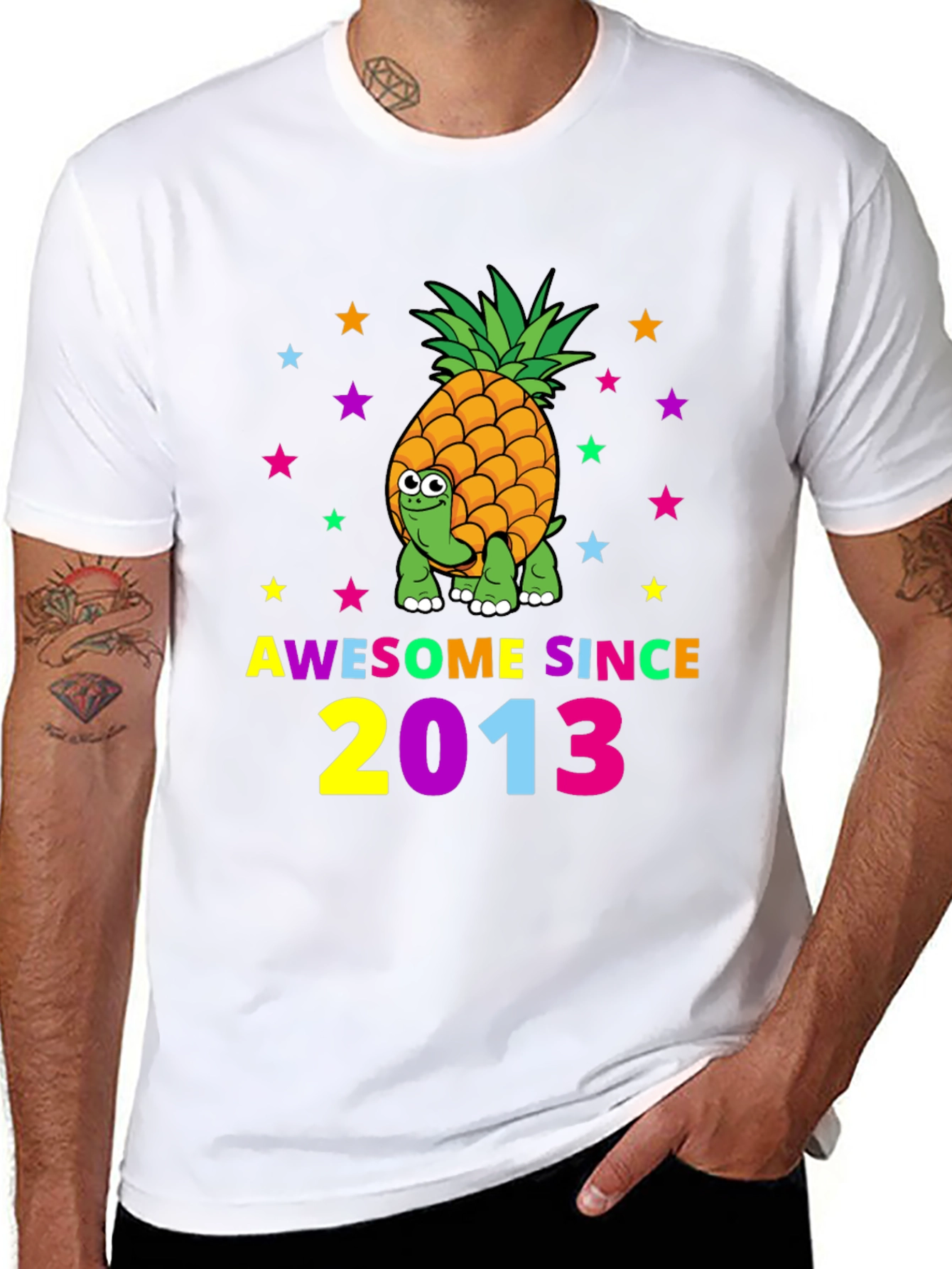 Awesome Since 2013 Pineapple Turtle Graphic T-Shirt