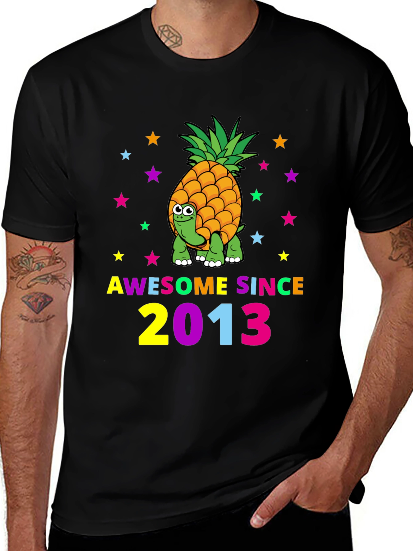 Awesome Since 2013 Pineapple Turtle Graphic T-Shirt
