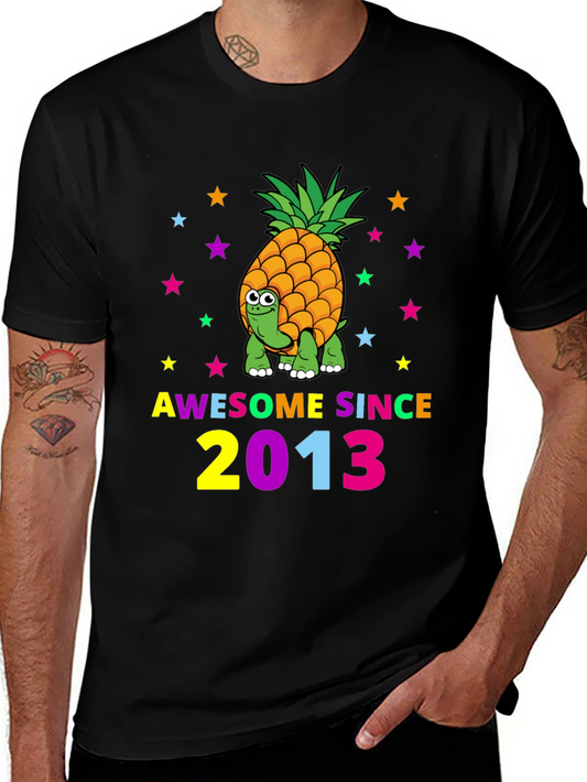 Awesome Since 2013 Pineapple Turtle Graphic T-Shirt