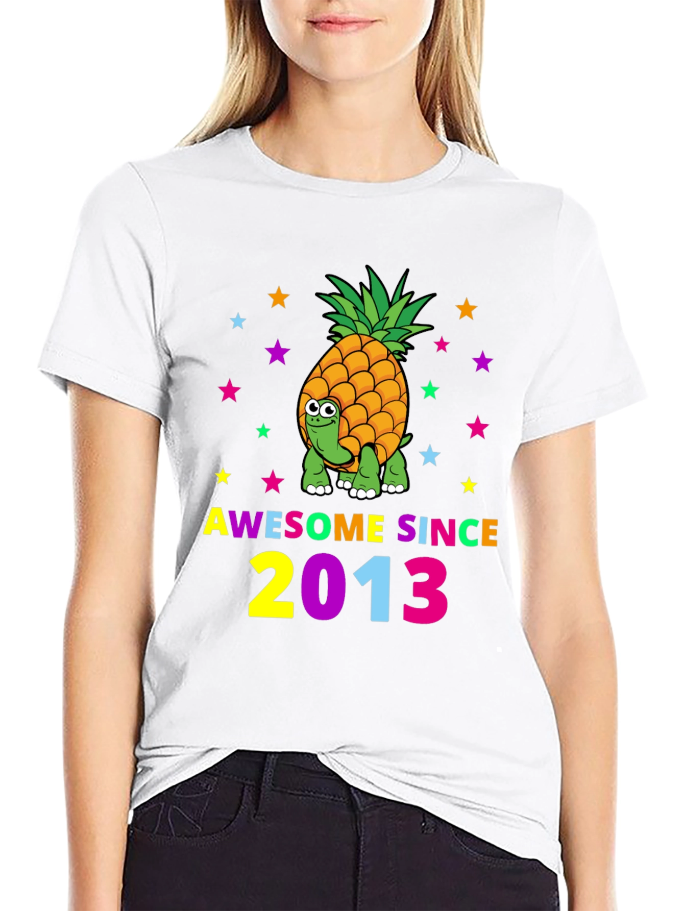 Awesome Since 2013 Pineapple Turtle Graphic T-Shirt