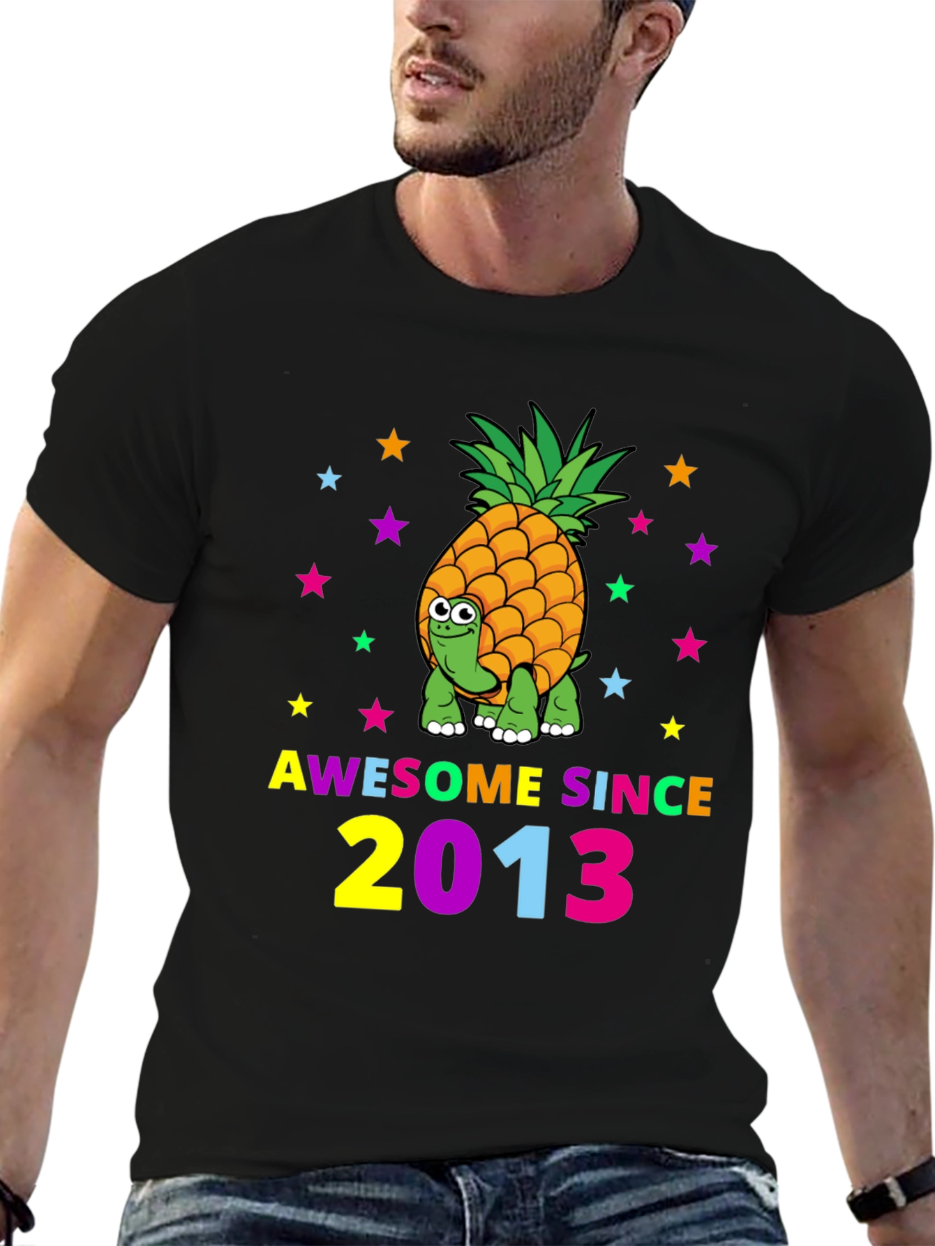 Awesome Since 2013 Pineapple Turtle Graphic T-Shirt