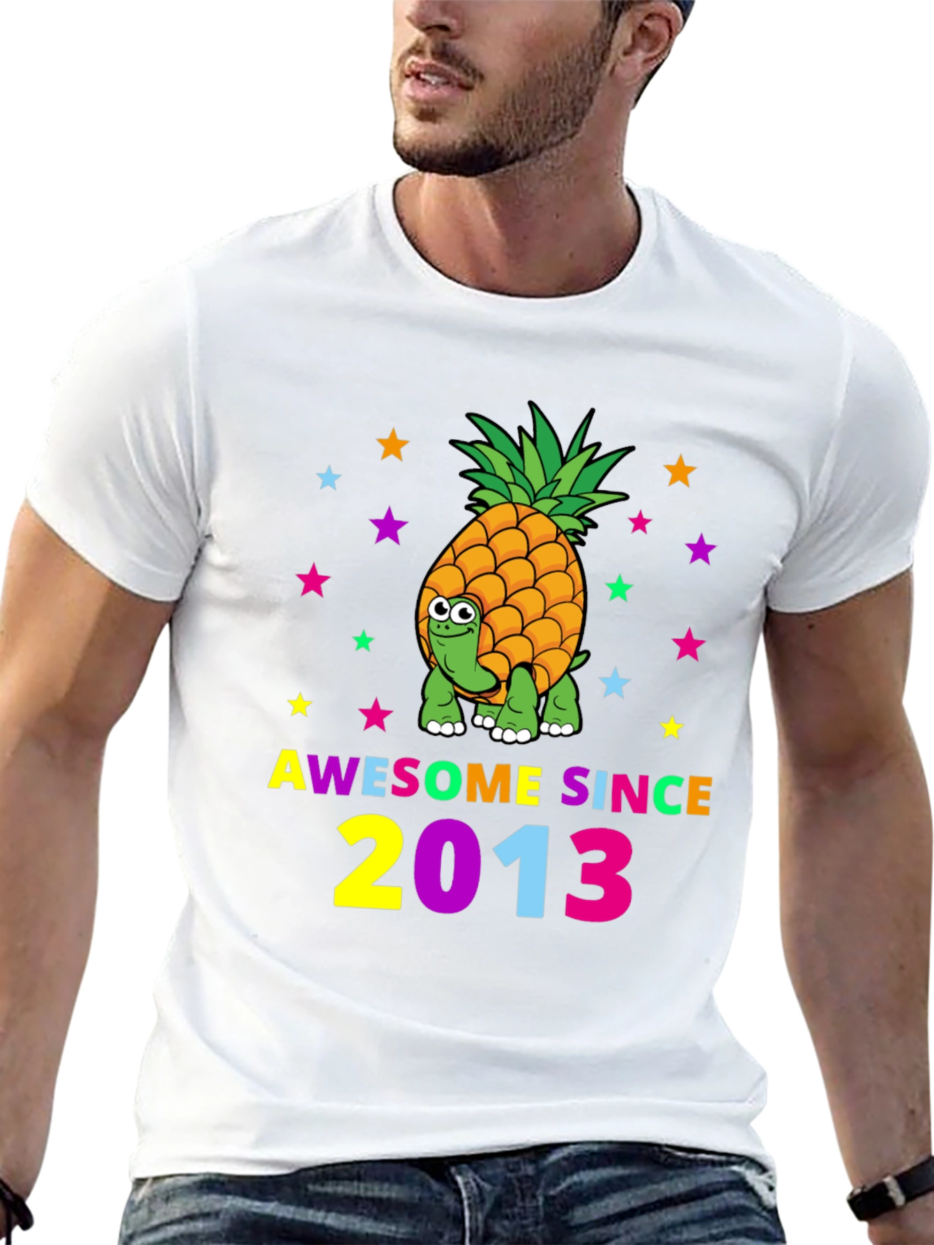 Awesome Since 2013 Pineapple Turtle Graphic T-Shirt