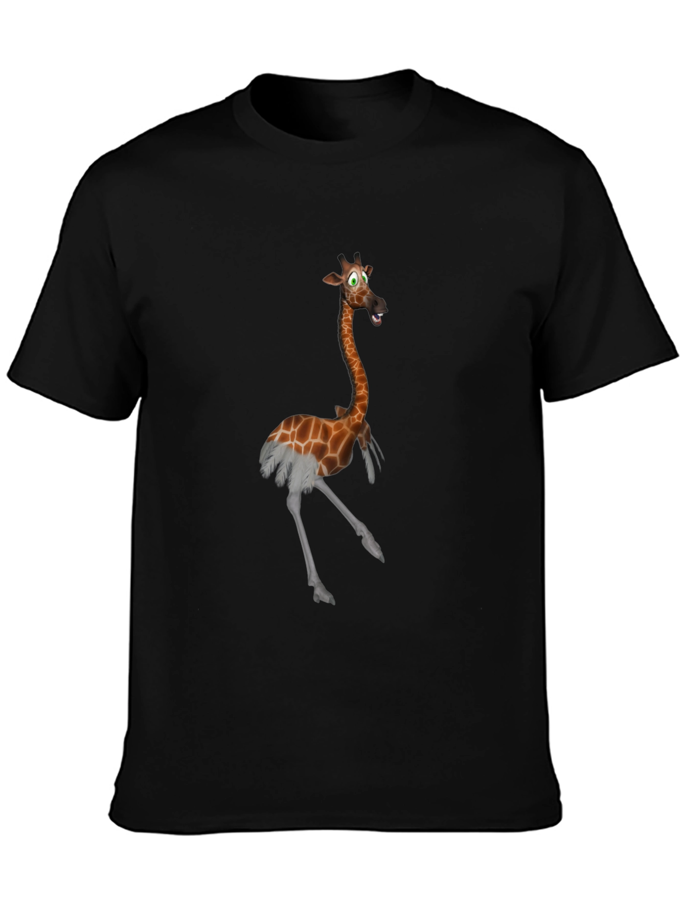 Giraffe Ostrich Hybrid Black T-Shirt