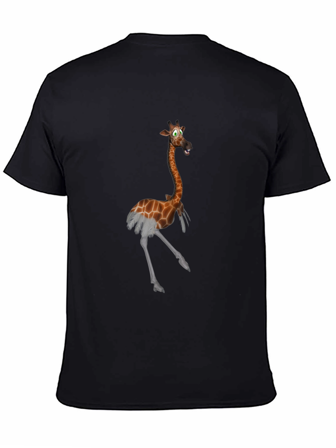 Giraffe Ostrich Hybrid Black T-Shirt