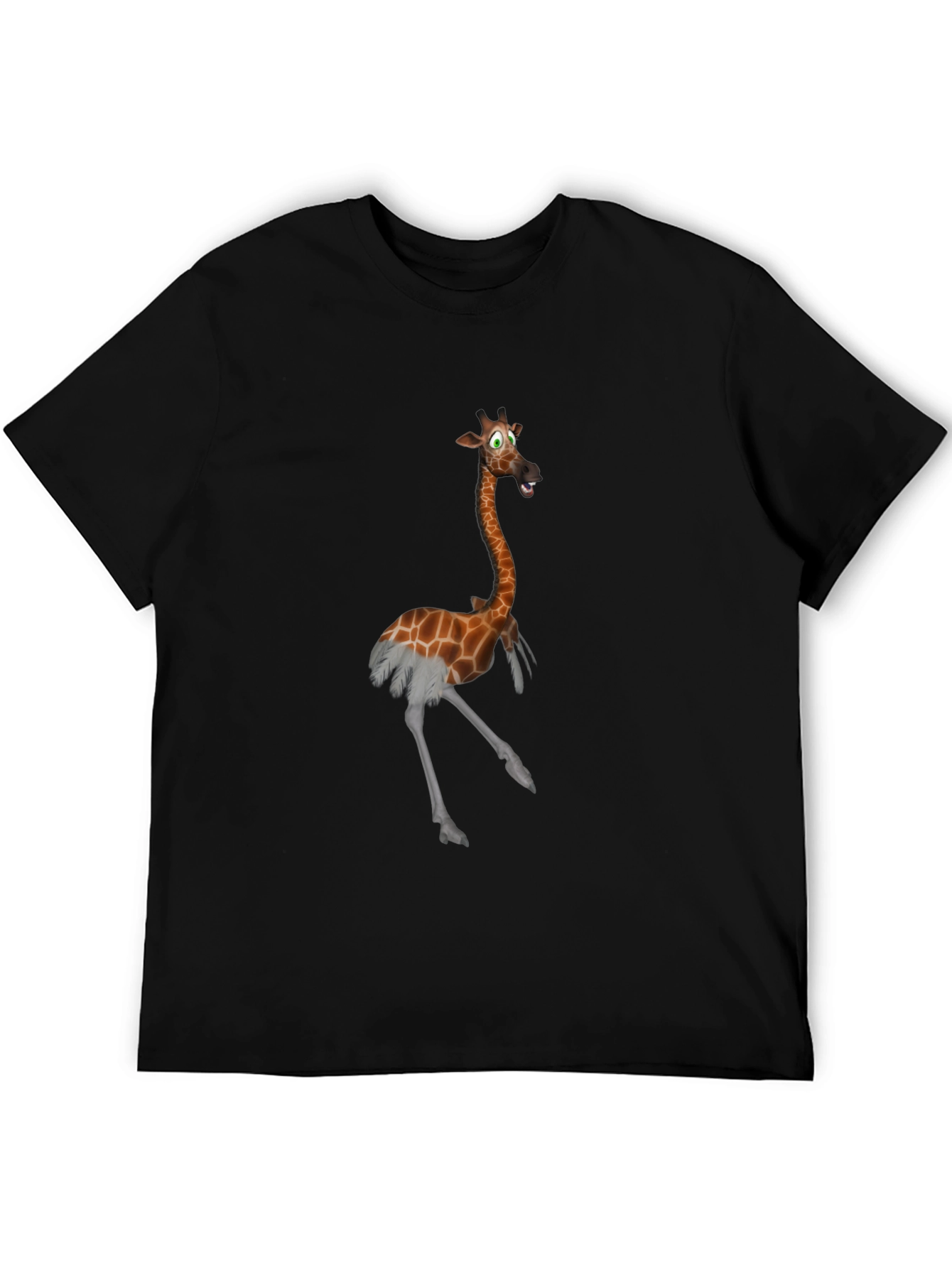 Giraffe Ostrich Hybrid Black T-Shirt