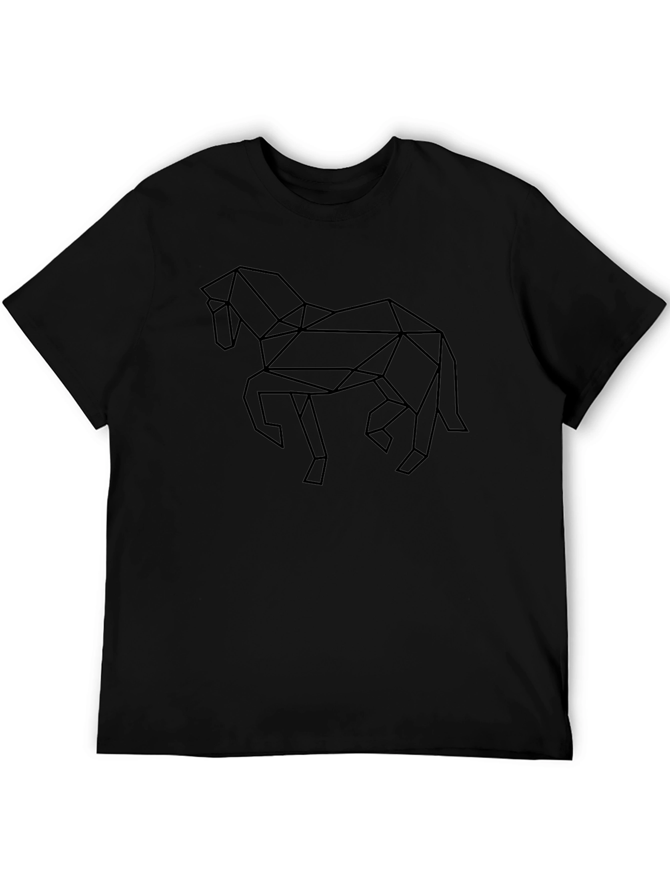 Geometric Horse Graphic Tee - Black