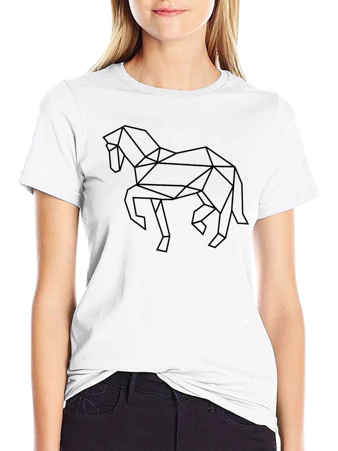 Geometric Horse Graphic Tee - Black