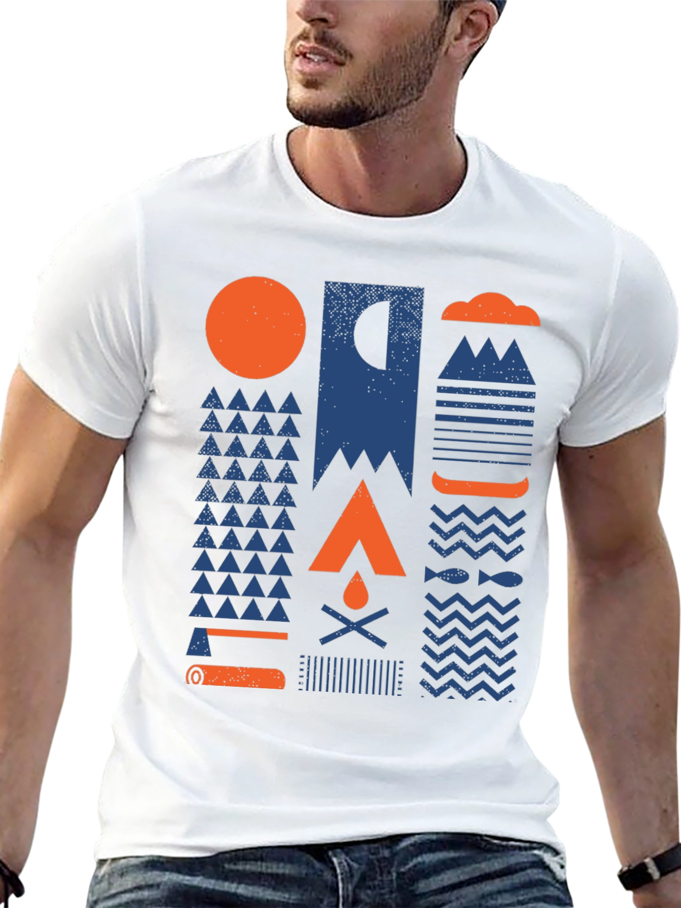 Geometric Camping Graphic Tee - Adventure Ready Shirt
