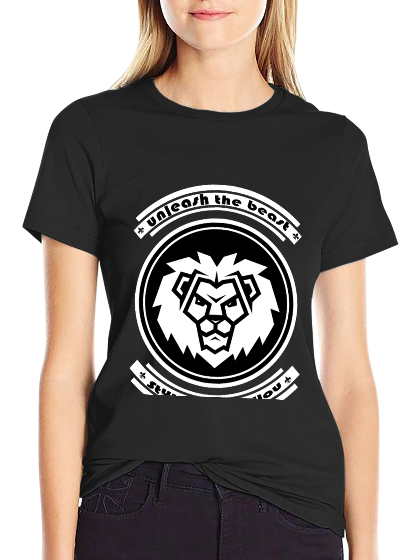 Unleash the Beast Graphic T-Shirt - Black Lion Design