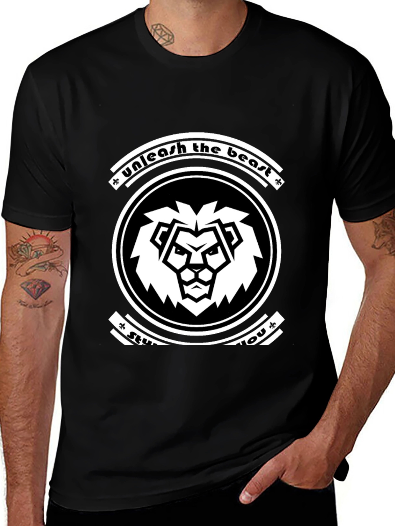 Unleash the Beast Graphic T-Shirt - Black Lion Design