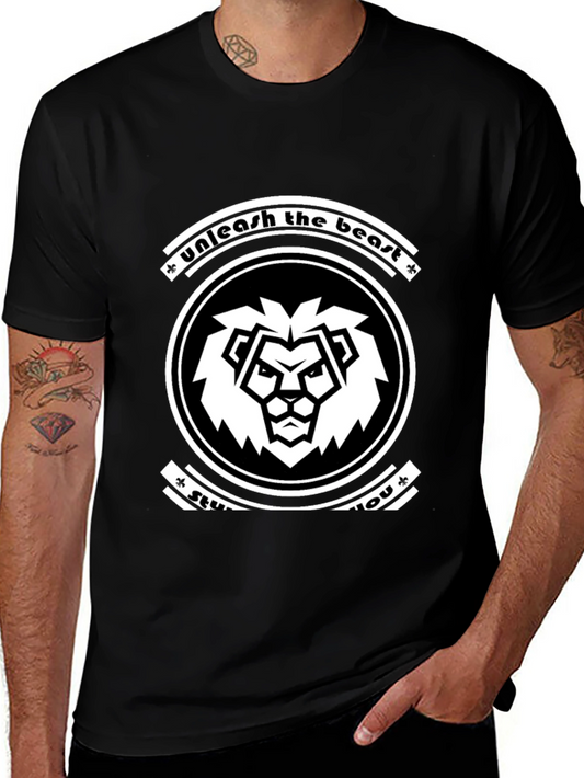 Unleash the Beast Graphic T-Shirt - Black Lion Design