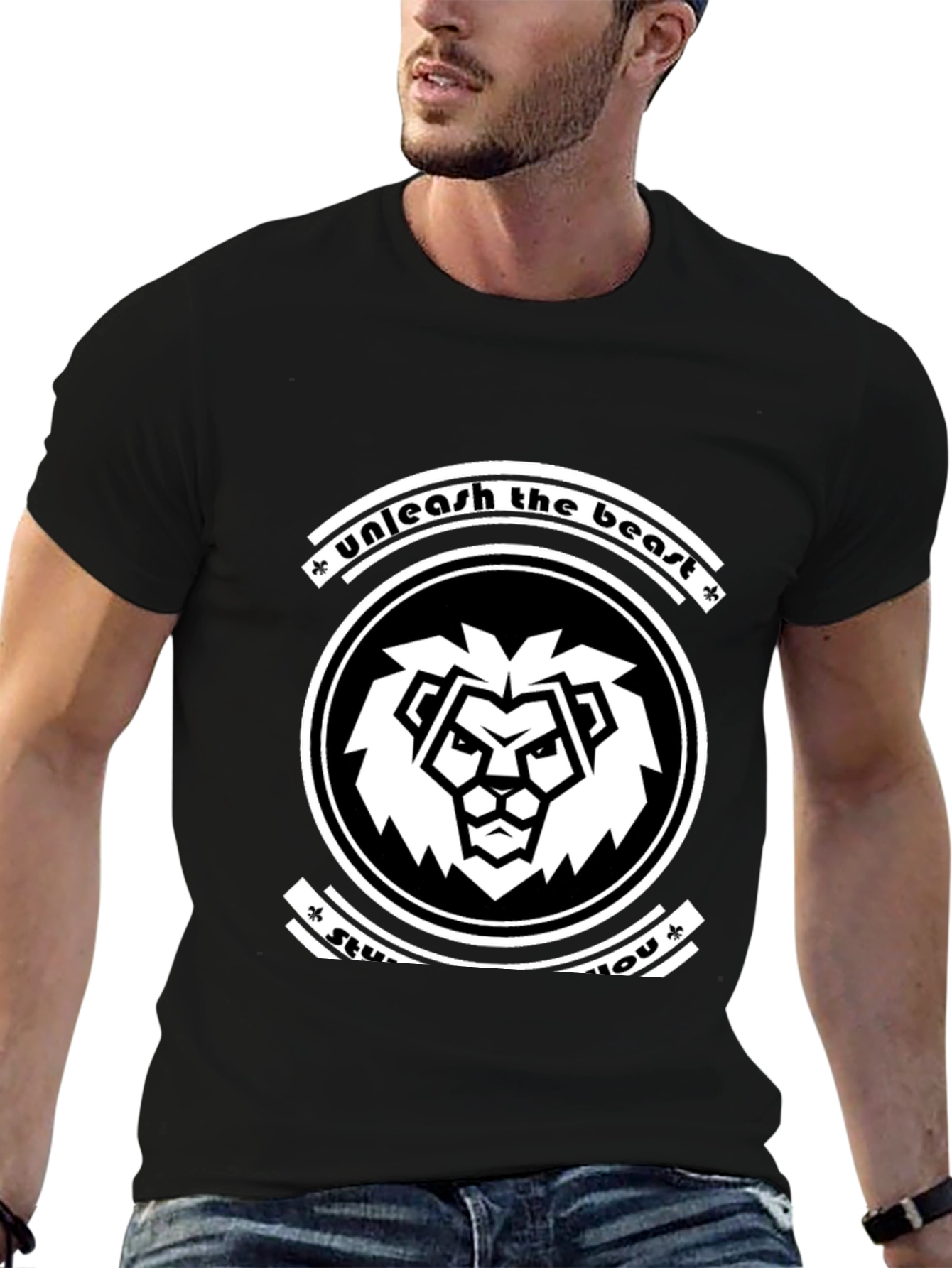 Unleash the Beast Graphic T-Shirt - Black Lion Design