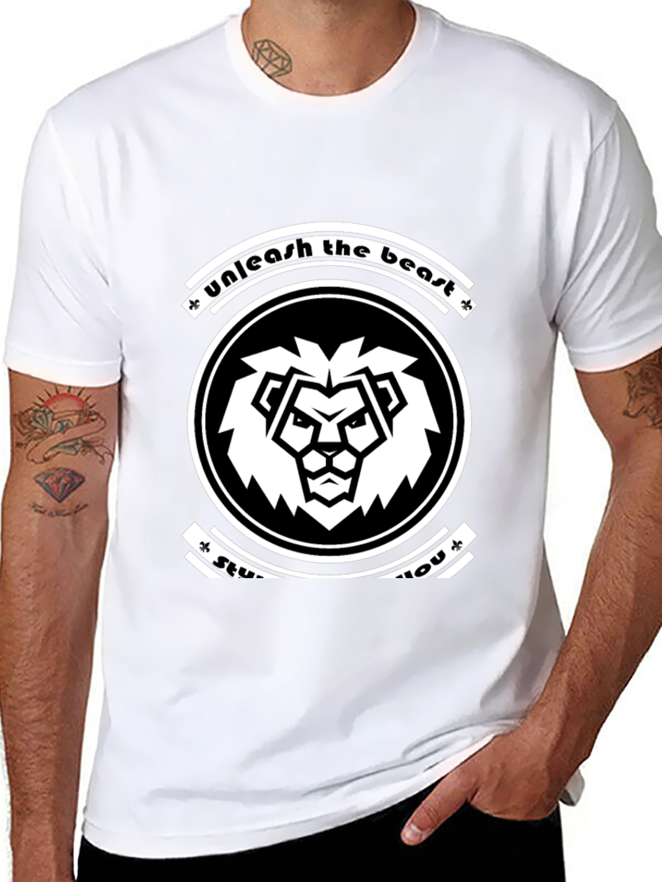 Unleash the Beast Graphic T-Shirt - Black Lion Design