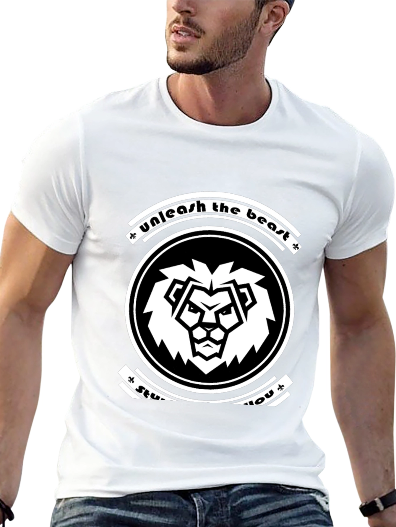 Unleash the Beast Graphic T-Shirt - Black Lion Design