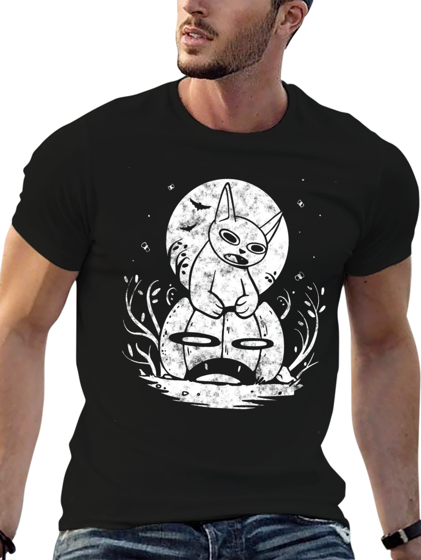Spooky Cat on Pumpkin Graphic Tee