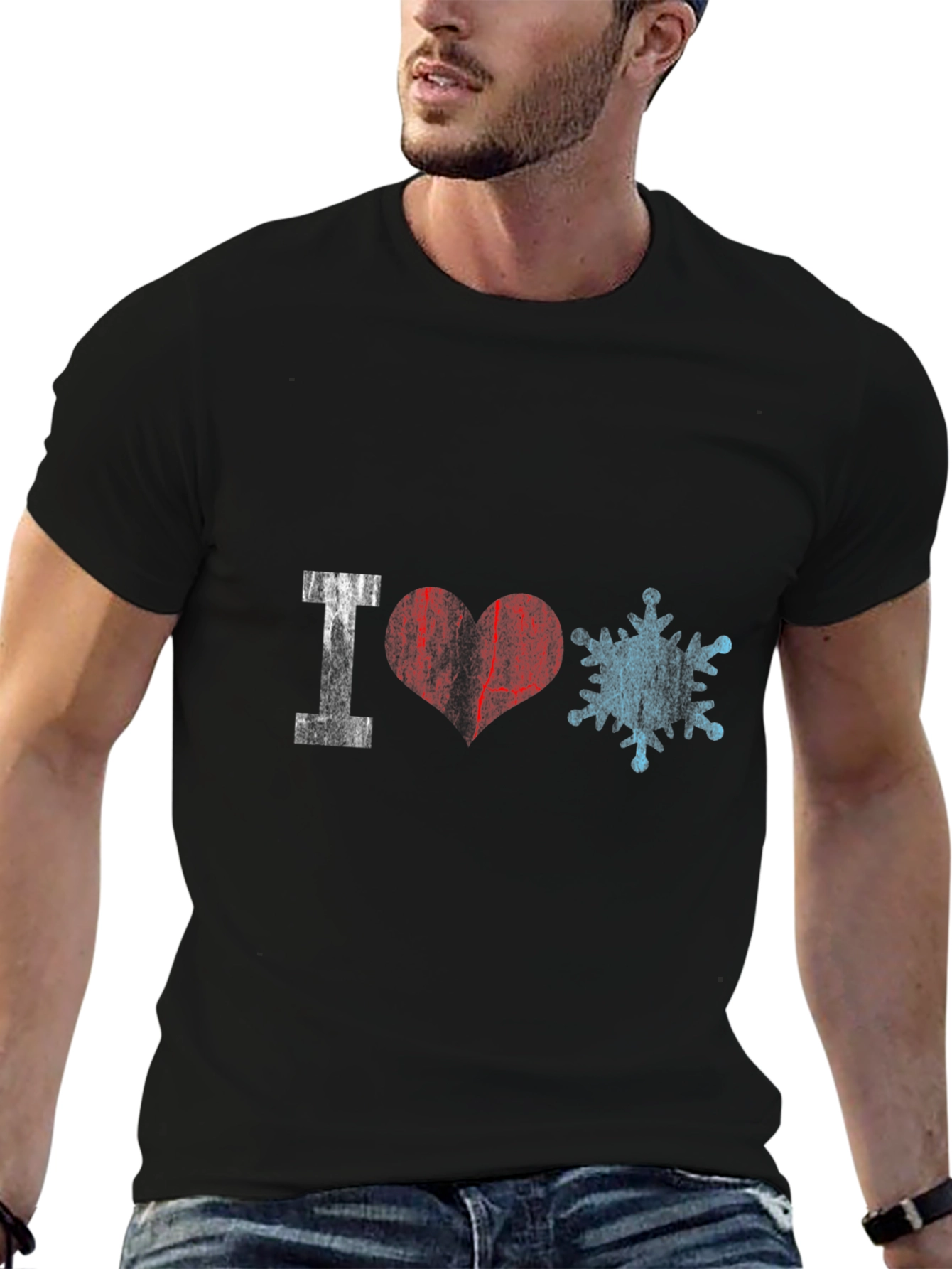 I Love Snowflakes Graphic Tee - Black