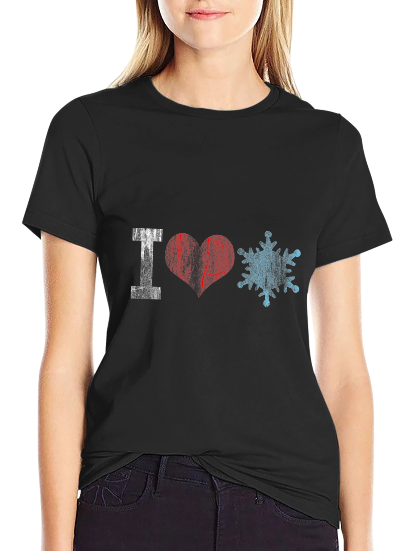 I Love Snowflakes Graphic Tee - Black