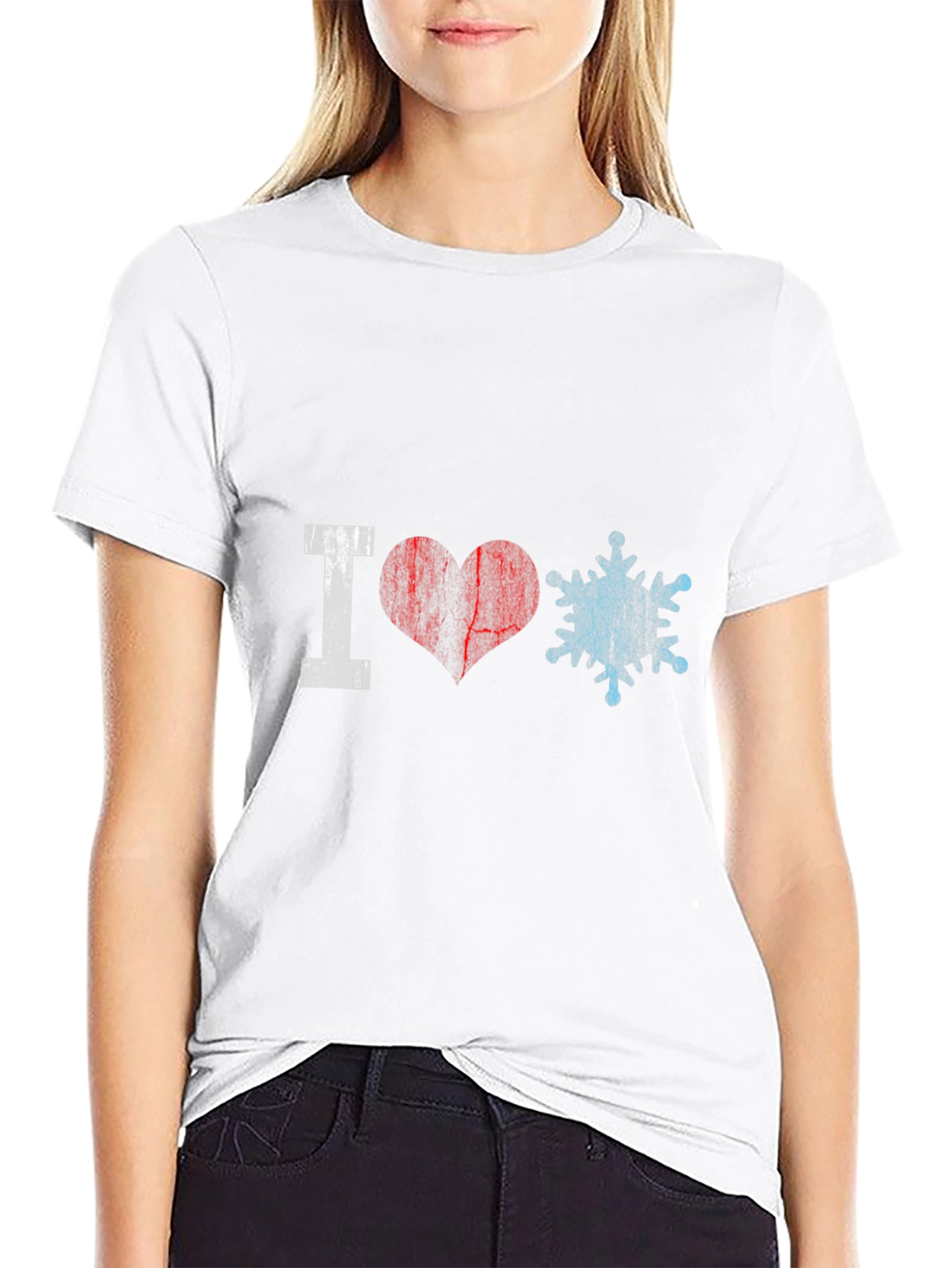 I Love Snowflakes Graphic Tee - Black