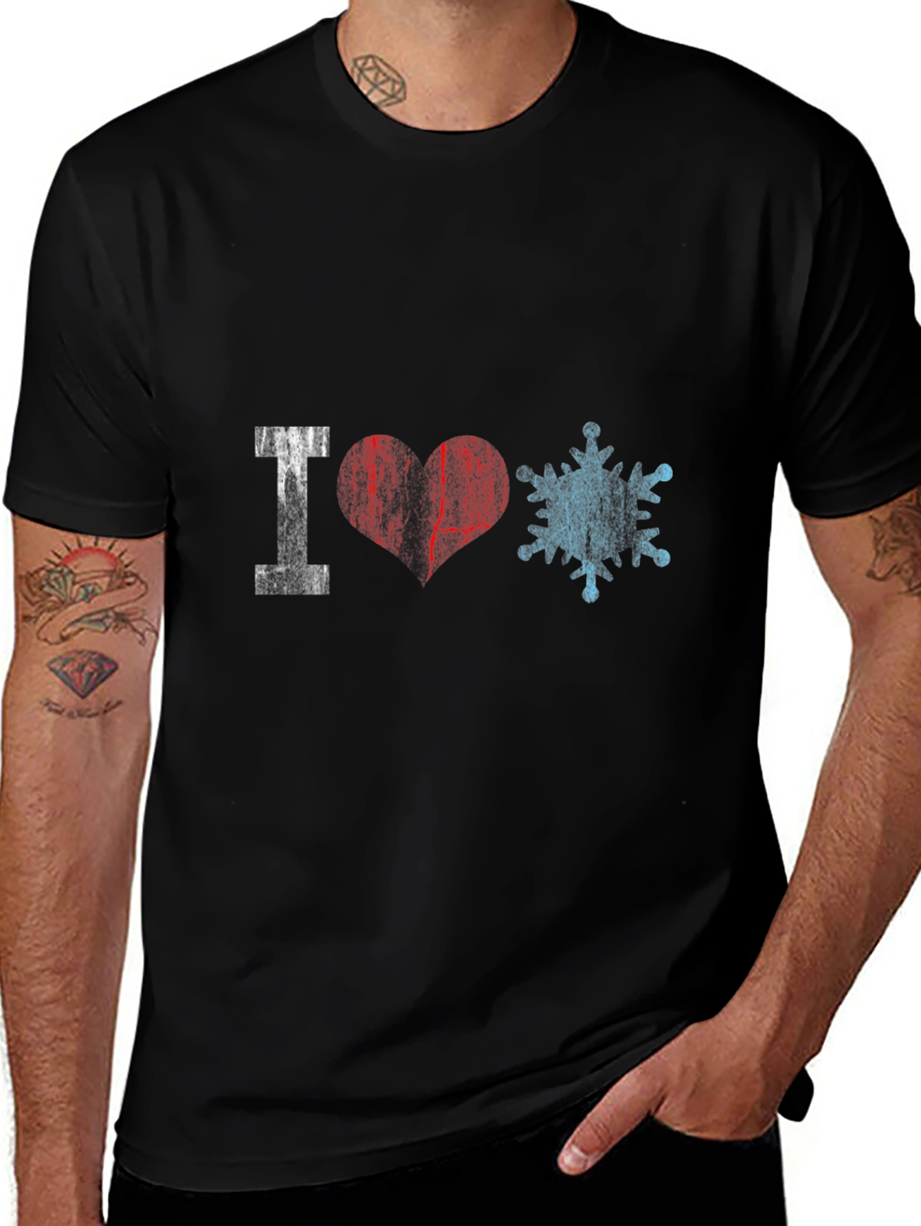 I Love Snowflakes Graphic Tee - Black
