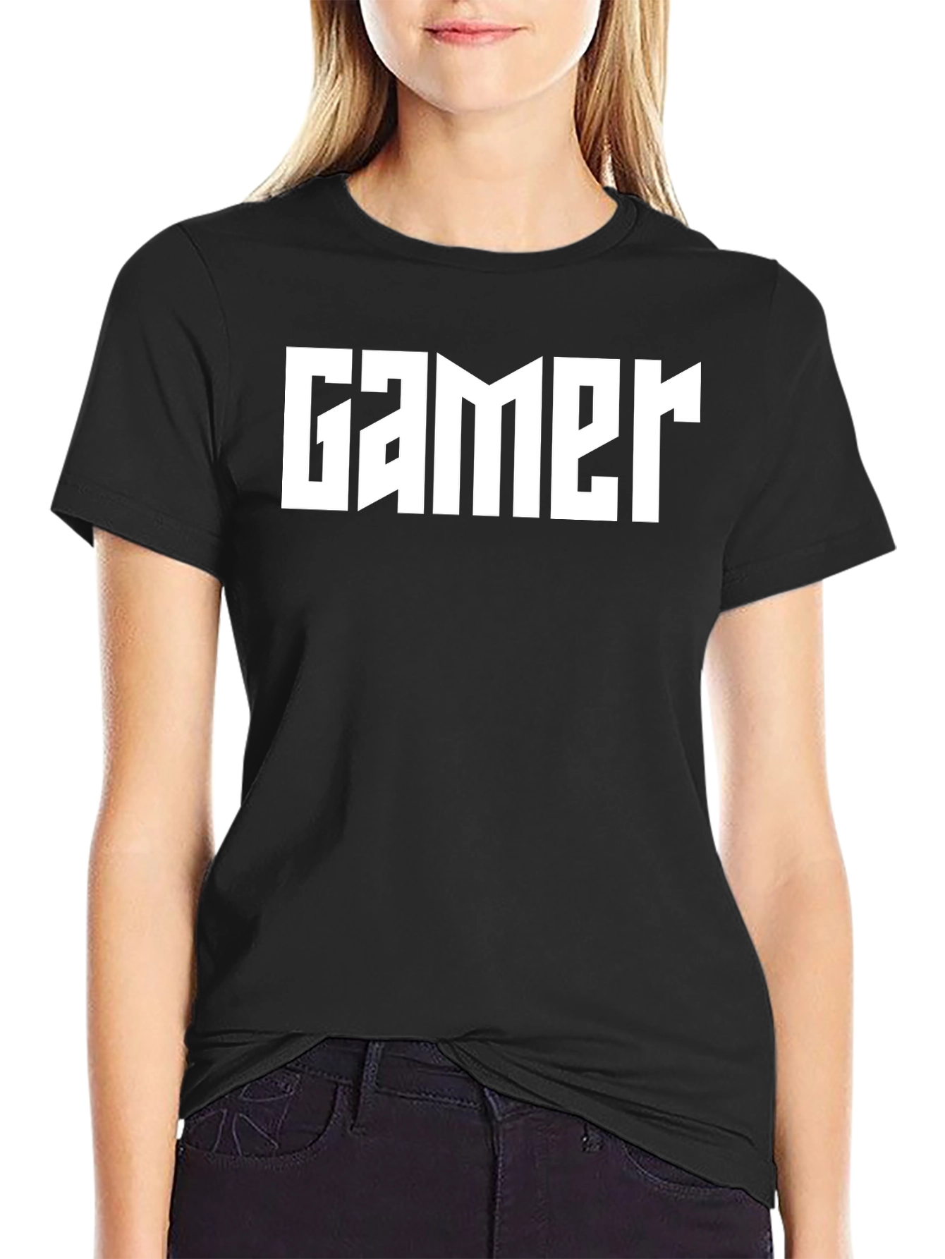 Gamer T-Shirt - Bold White Print on Black Cotton