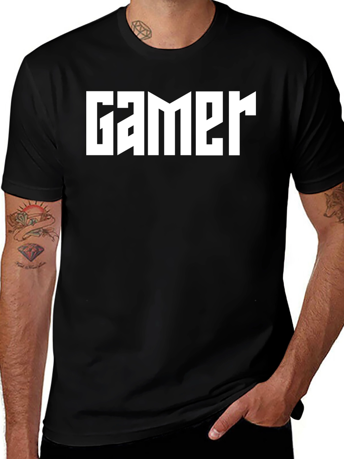 Gamer T-Shirt - Bold White Print on Black Cotton