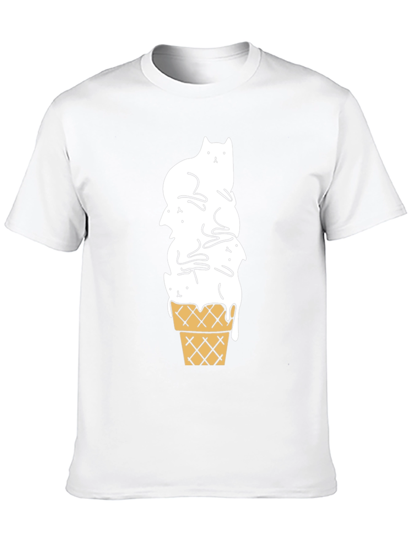 Cat Ice Cream Cone Black T-Shirt