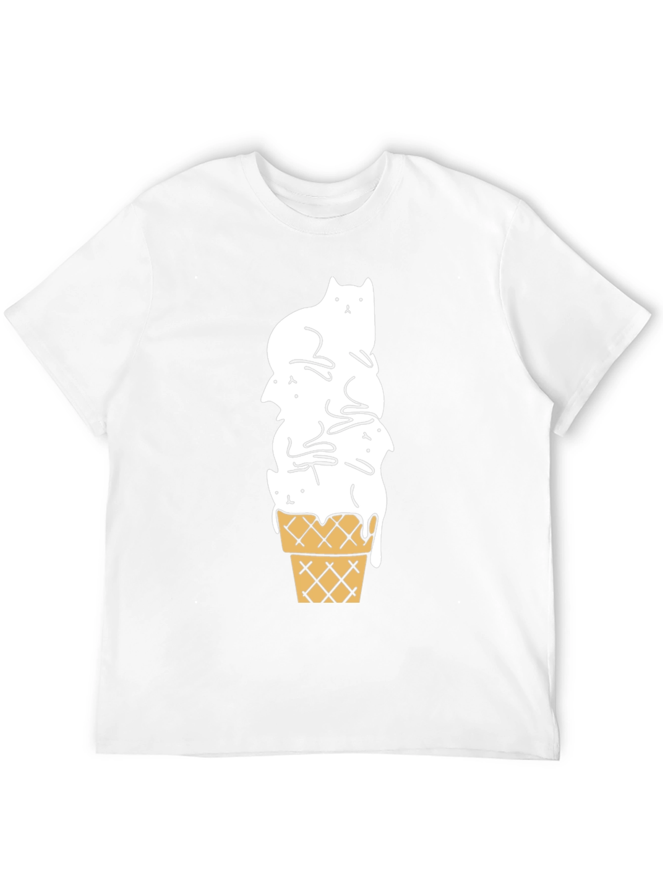 Cat Ice Cream Cone Black T-Shirt