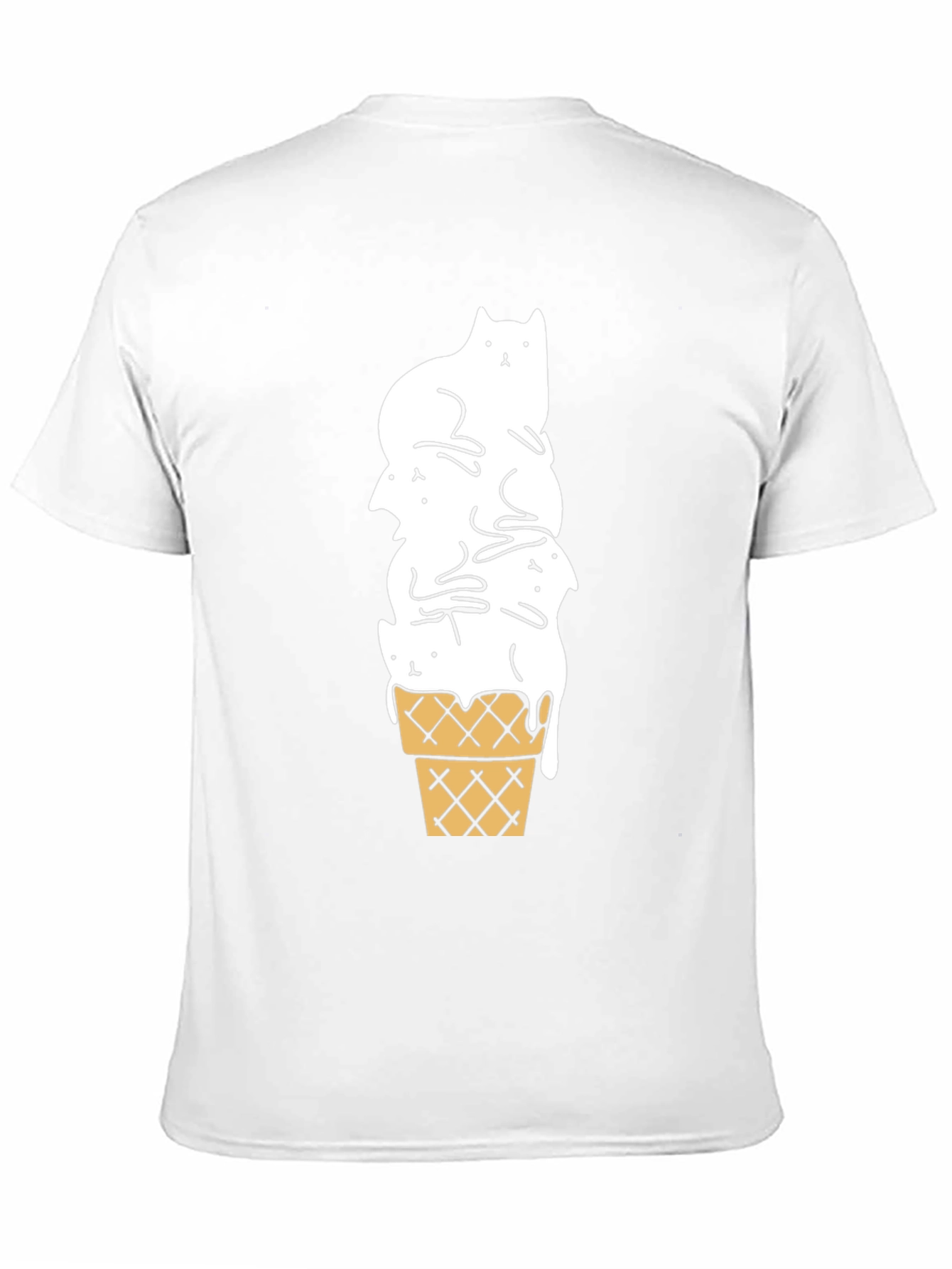 Cat Ice Cream Cone Black T-Shirt