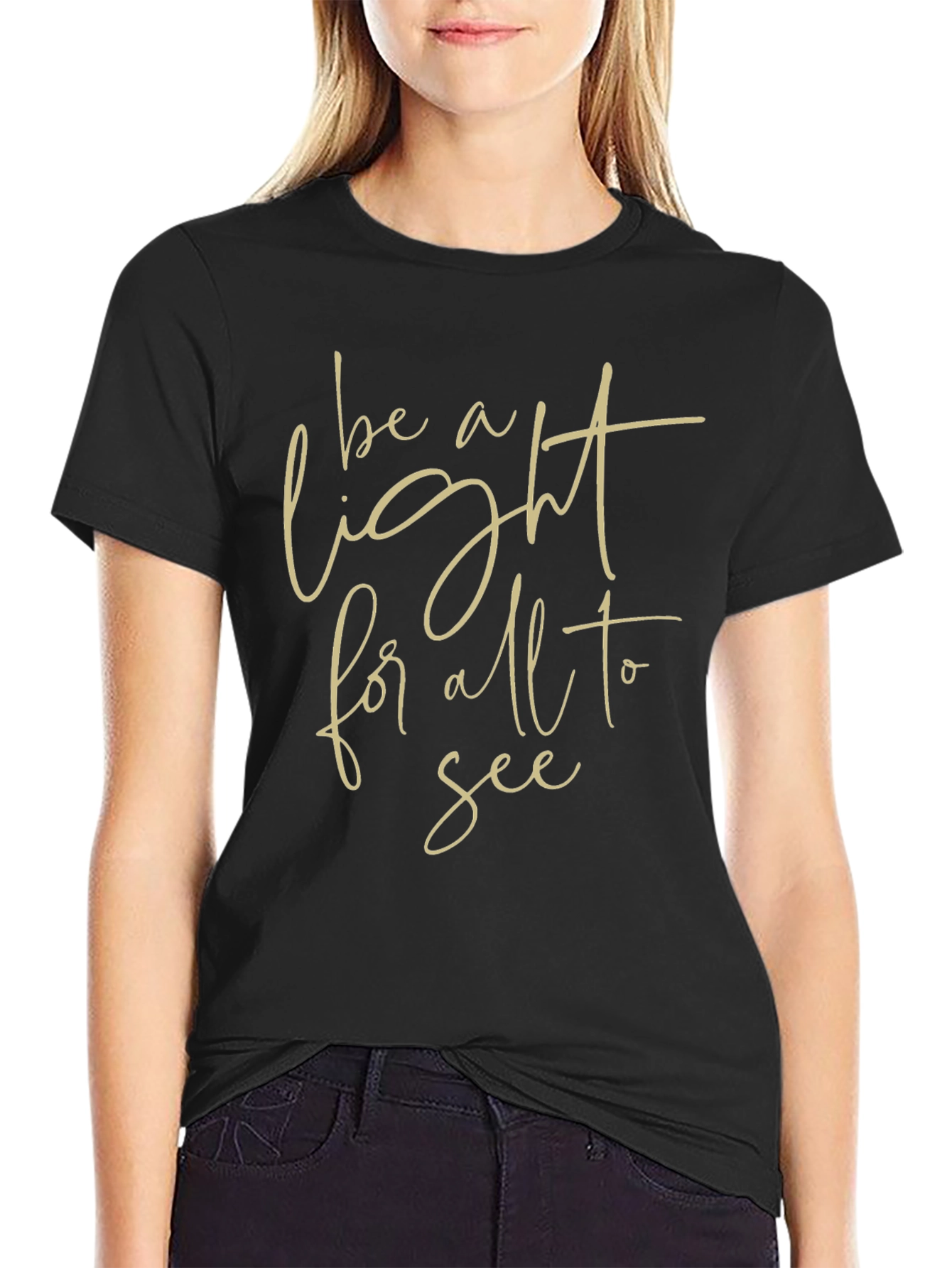 Be A Light Graphic Tee - Stylish Black T-Shirt