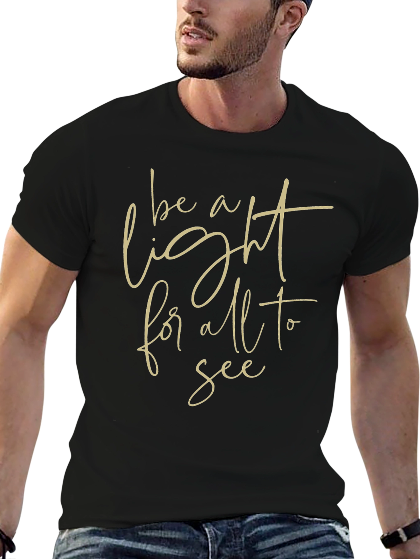 Be A Light Graphic Tee - Stylish Black T-Shirt