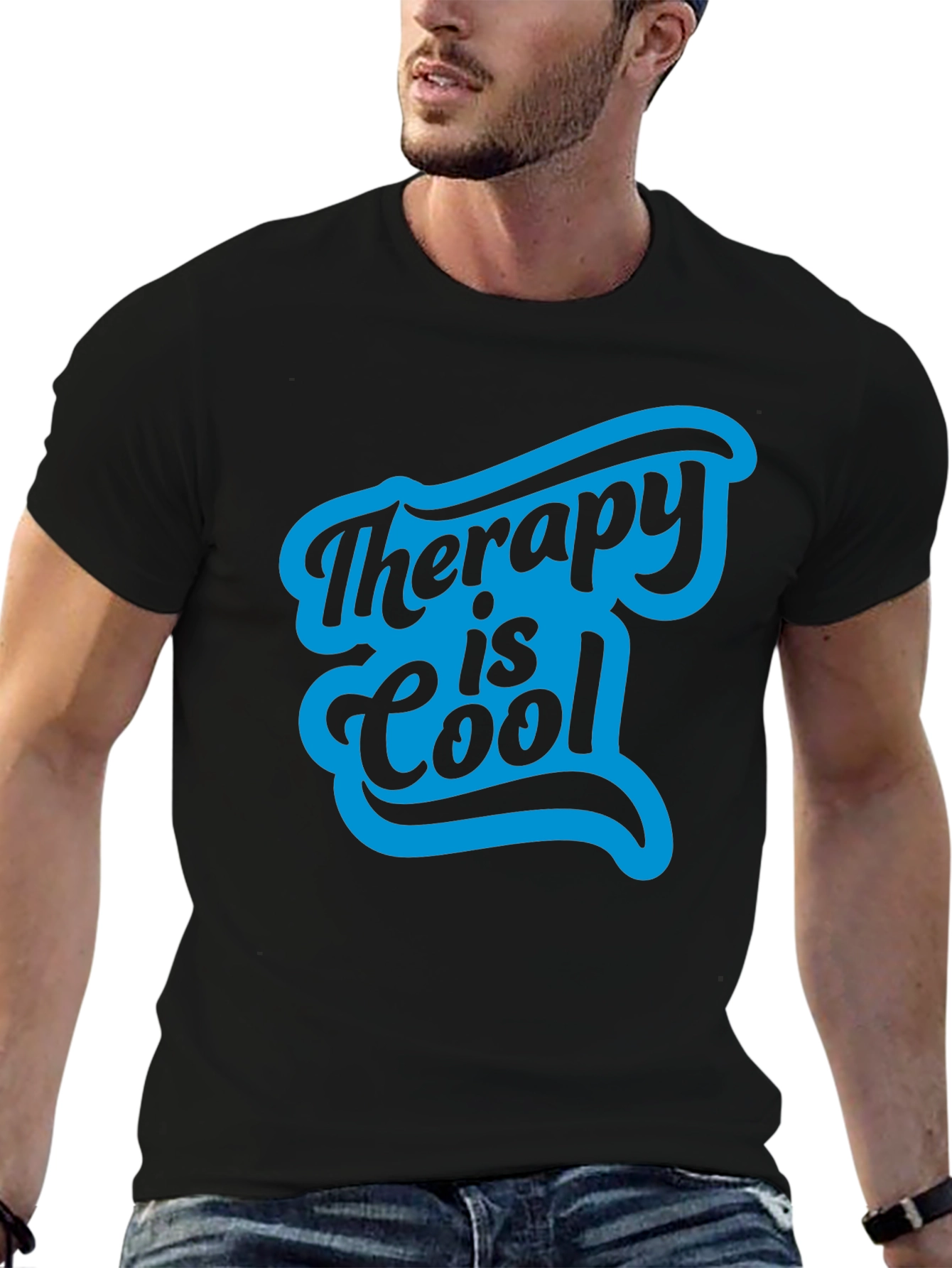Therapy is Cool Graphic Tee - Black