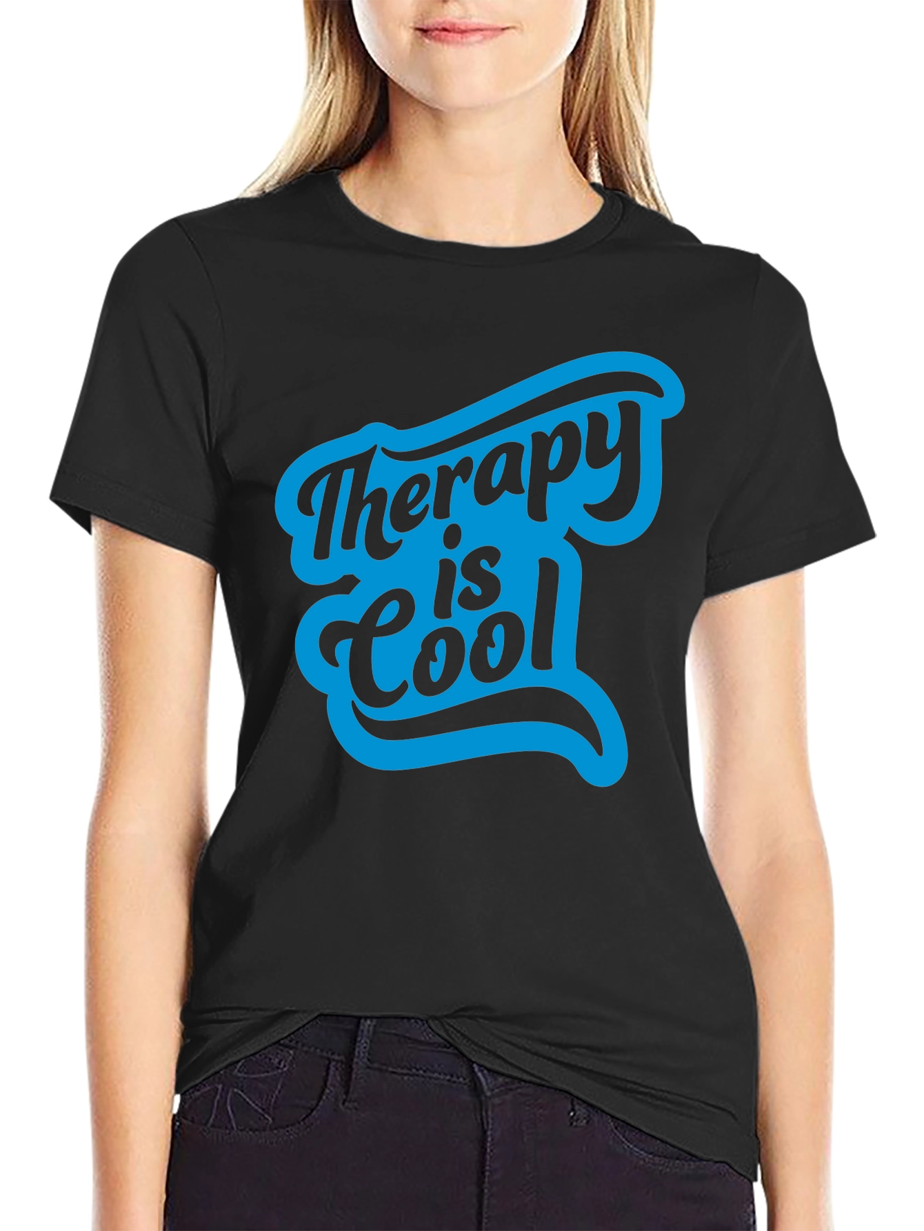 Therapy is Cool Graphic Tee - Black