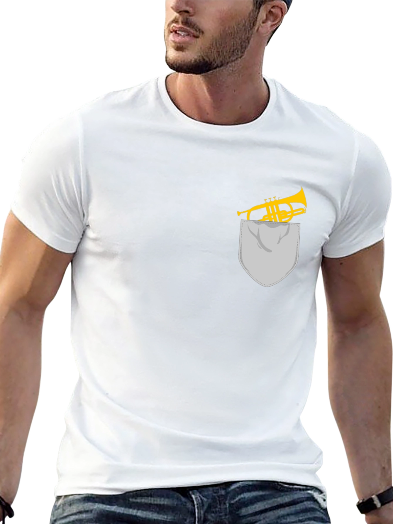 Trumpet Pocket Graphic Tee - Musicians Gift