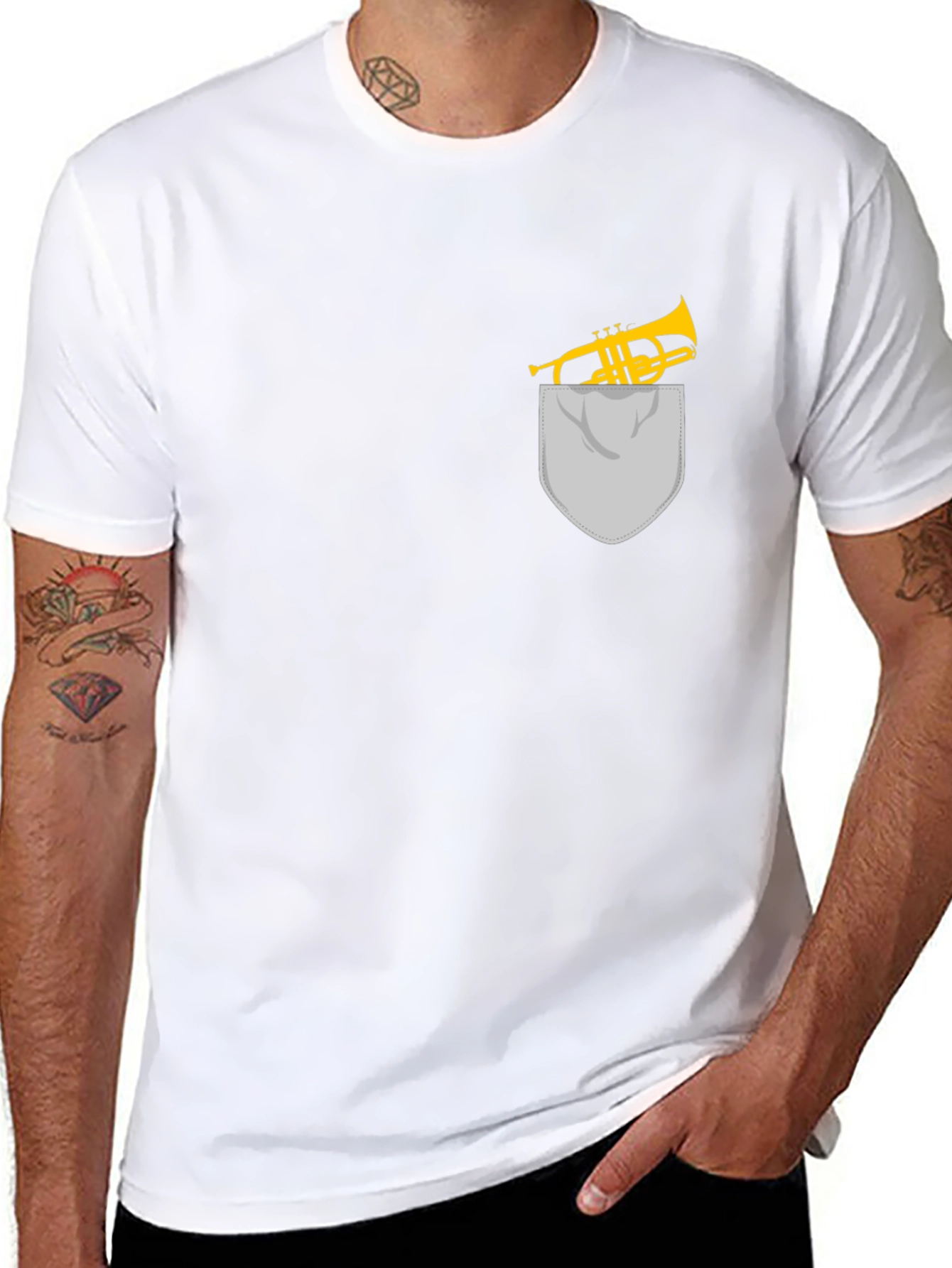 Trumpet Pocket Graphic Tee - Musicians Gift