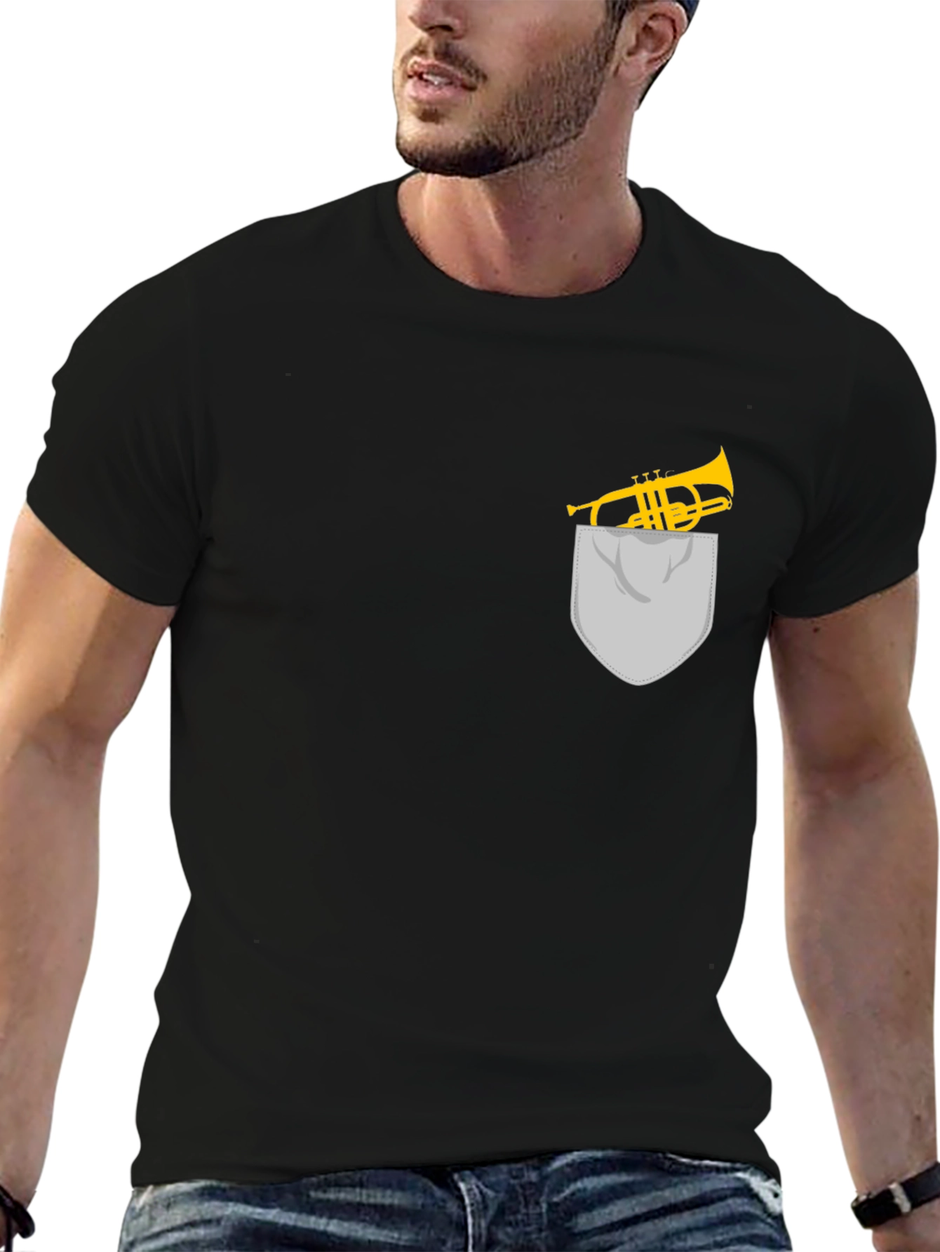Trumpet Pocket Graphic Tee - Musicians Gift
