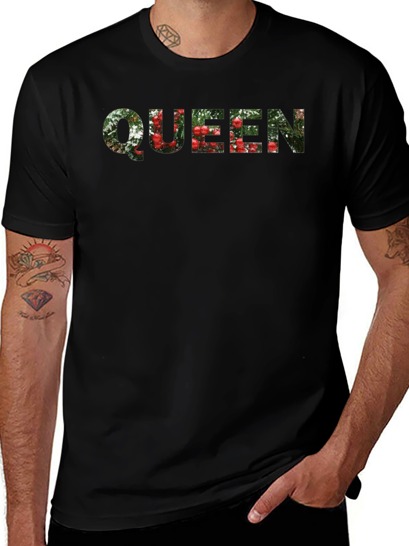 Queen Floral Print Black T-Shirt