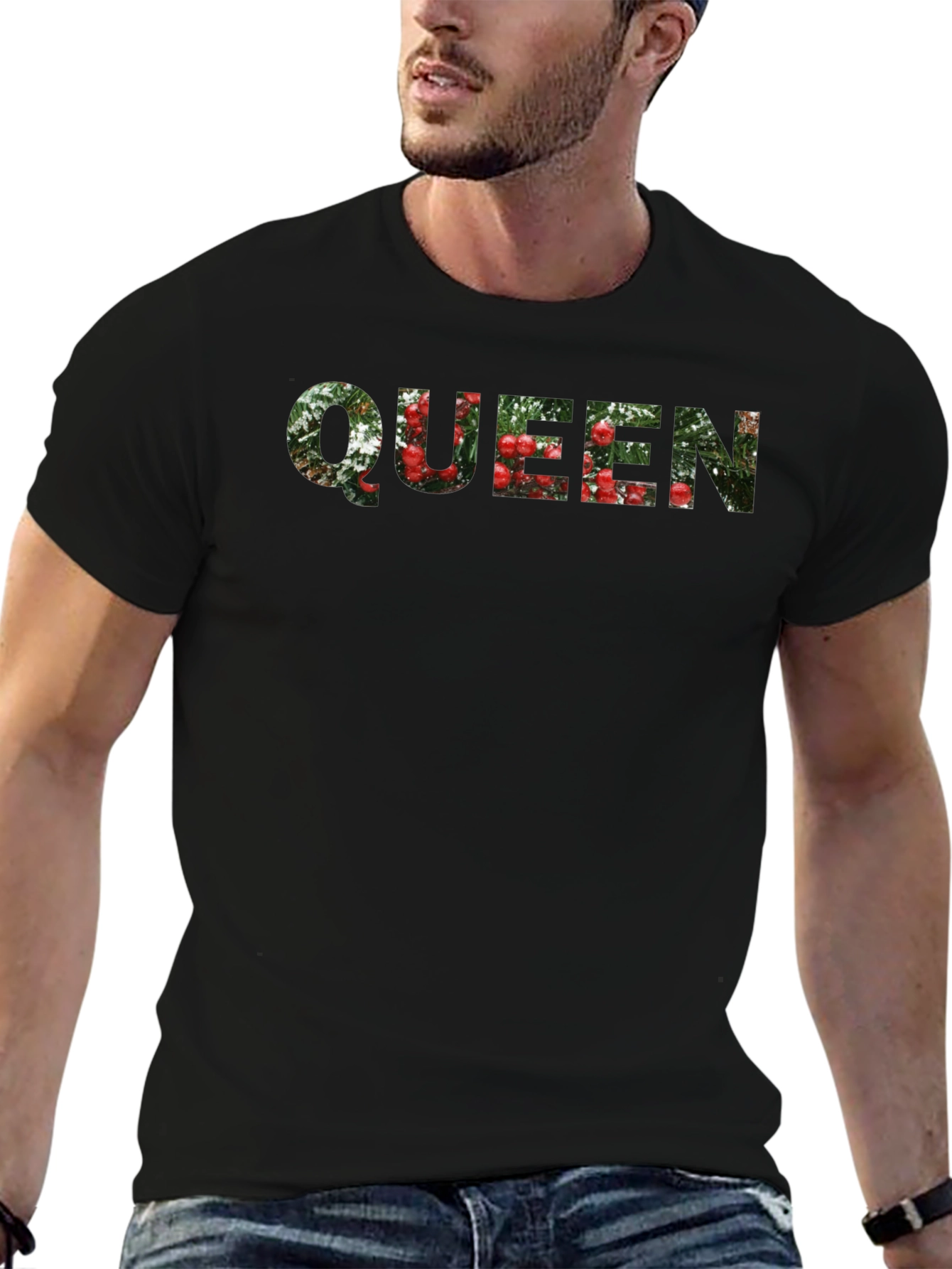 Queen Floral Print Black T-Shirt