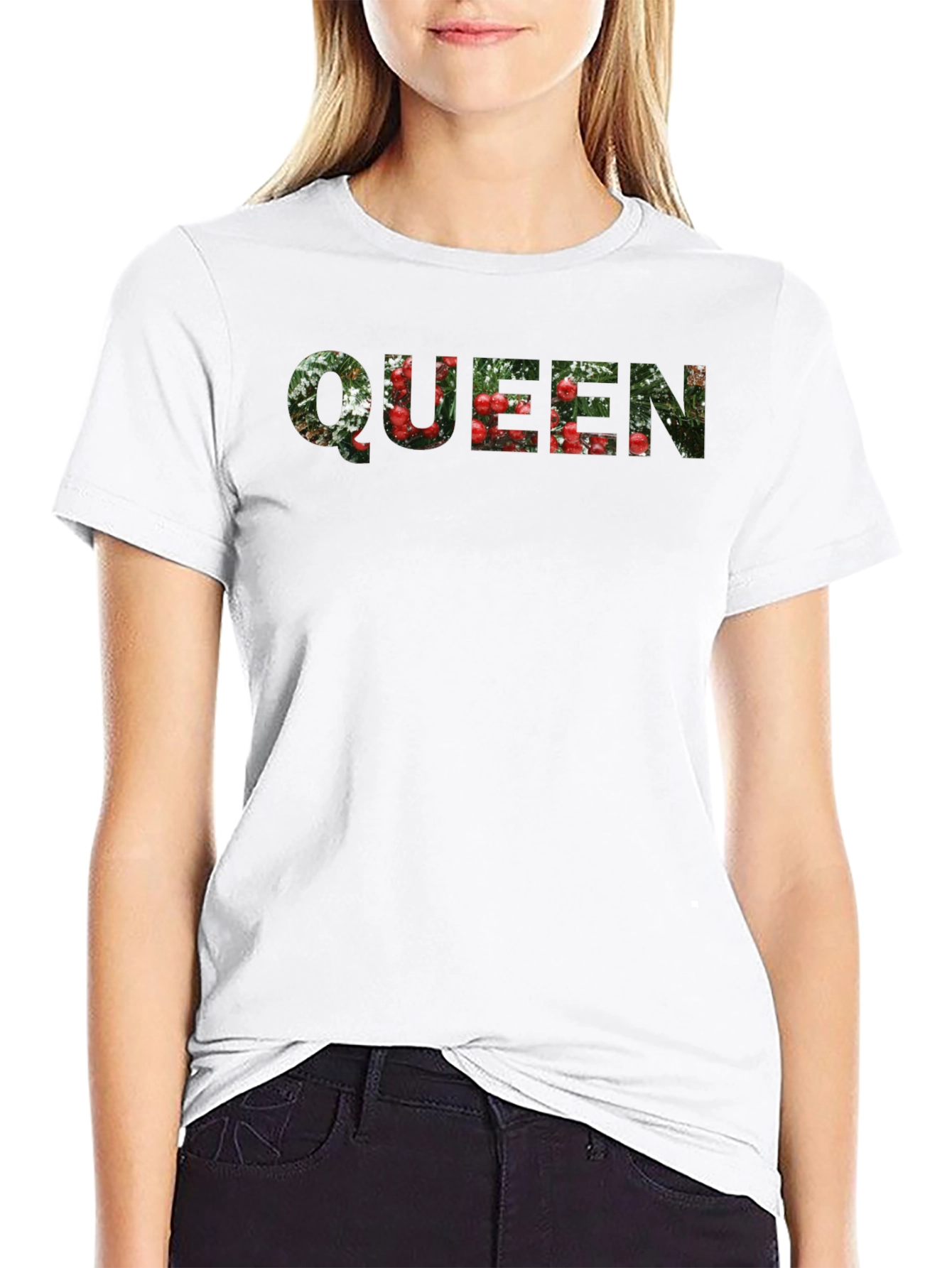 Queen Floral Print Black T-Shirt