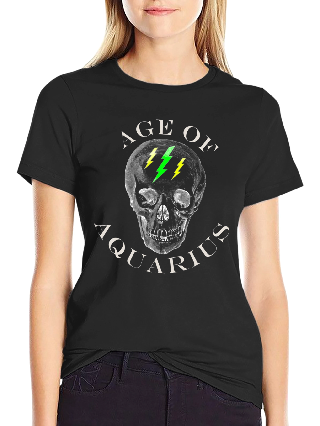 Age of Aquarius Skull Graphic T-Shirt
