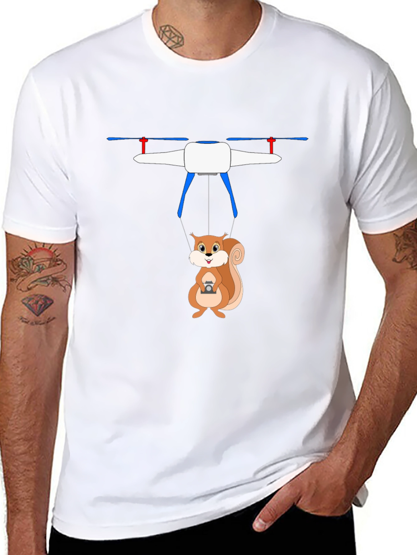 Squirrel Drone T-Shirt - Humorous Graphic Tee