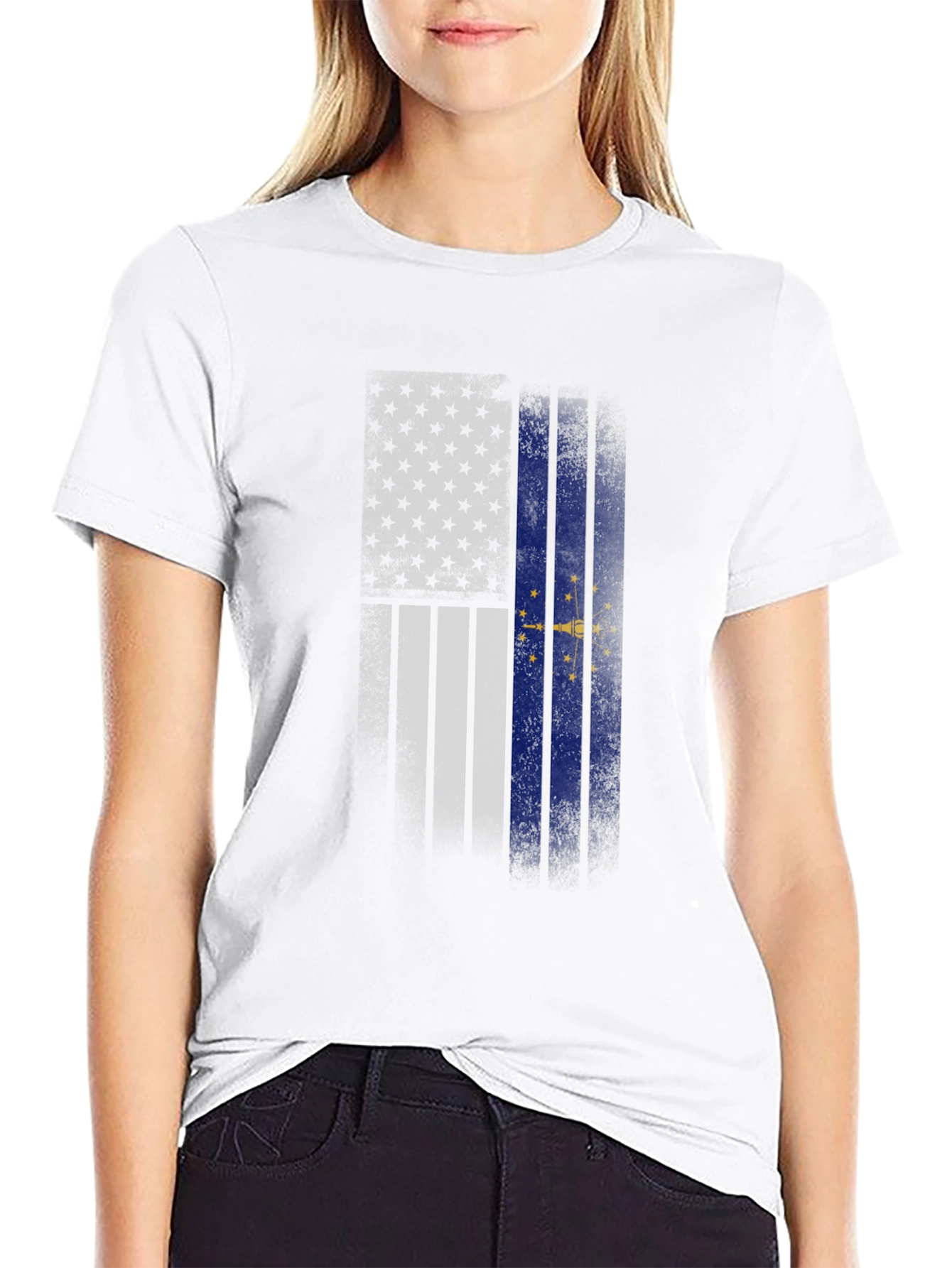 Indiana State Flag Graphic Tee - Black