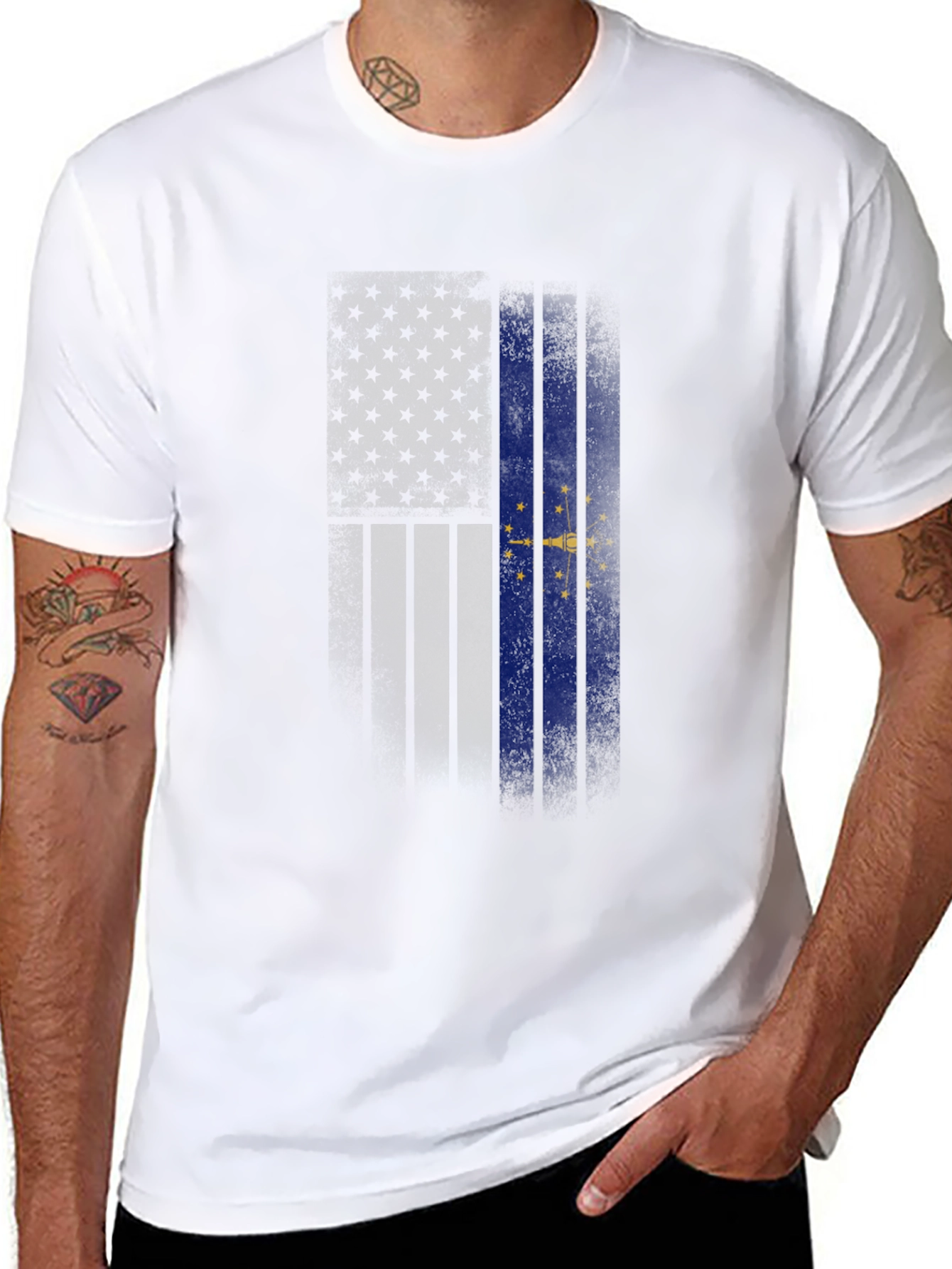 Indiana State Flag Graphic Tee - Black