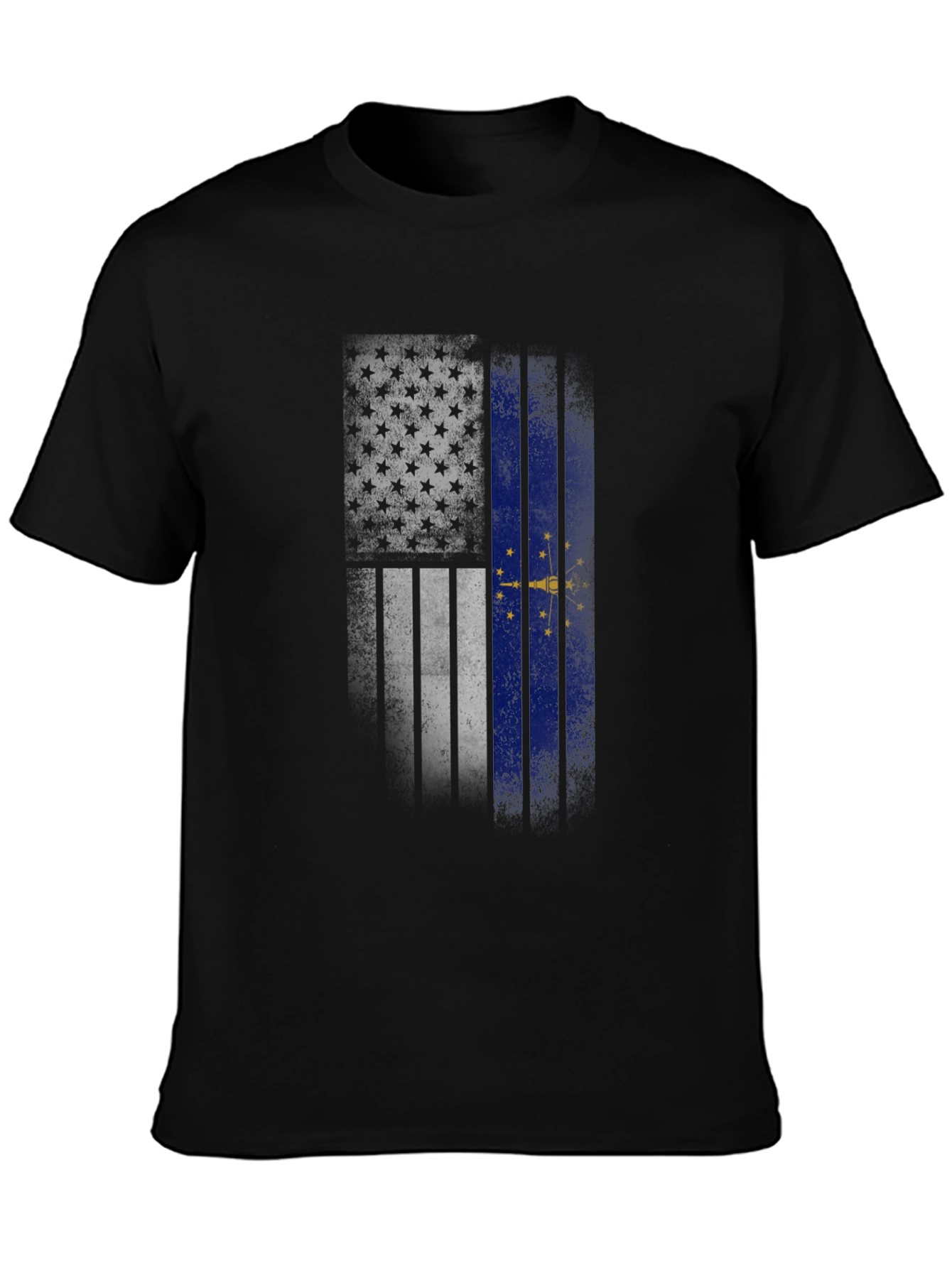 Indiana State Flag Graphic Tee - Black