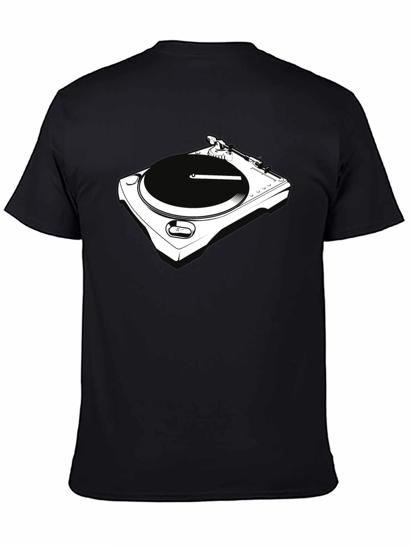 DJ Turntable Graphic Tee - Black Crew Neck