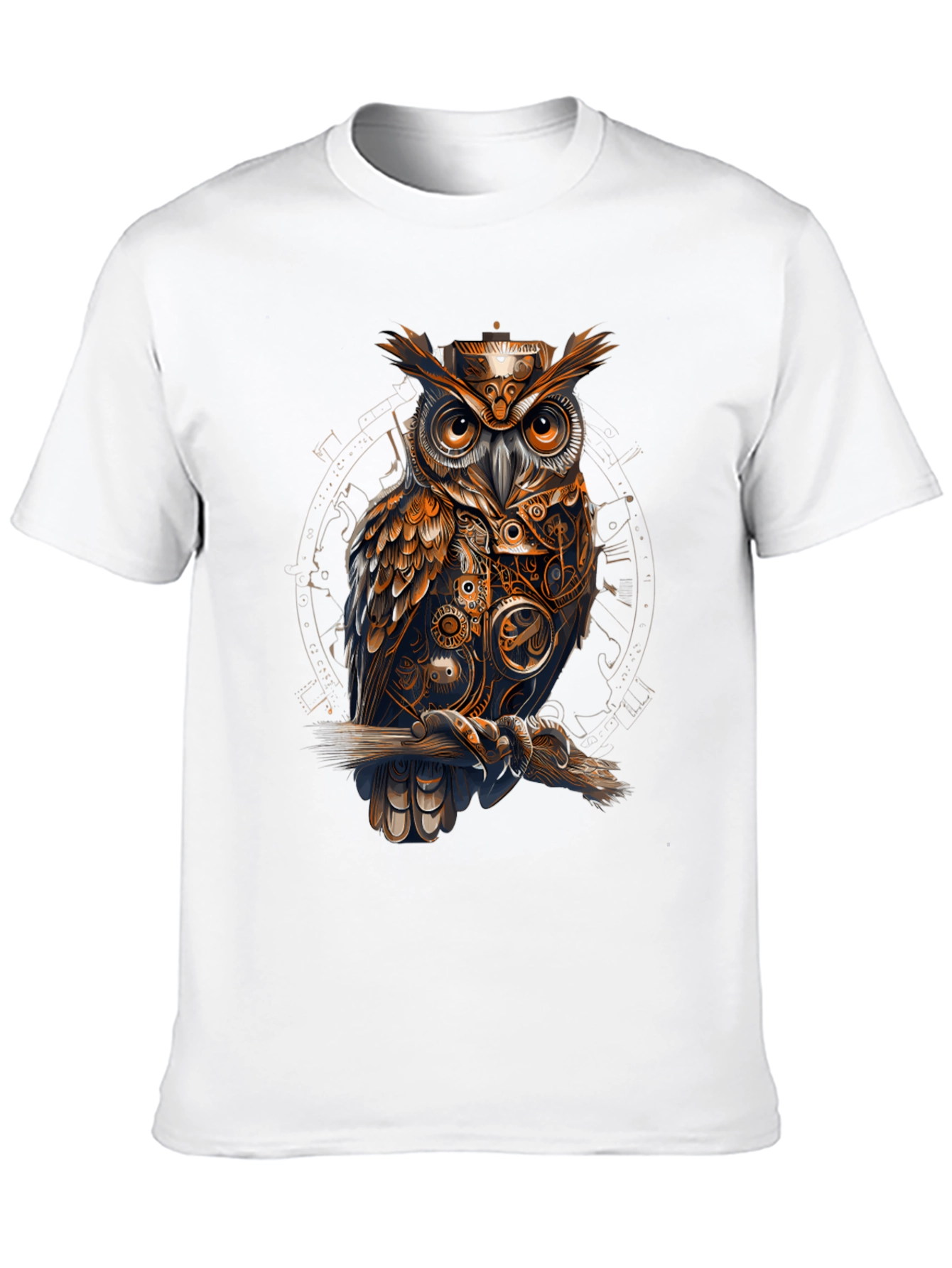 Steampunk Owl Graphic Tee - Unique Design T-Shirt