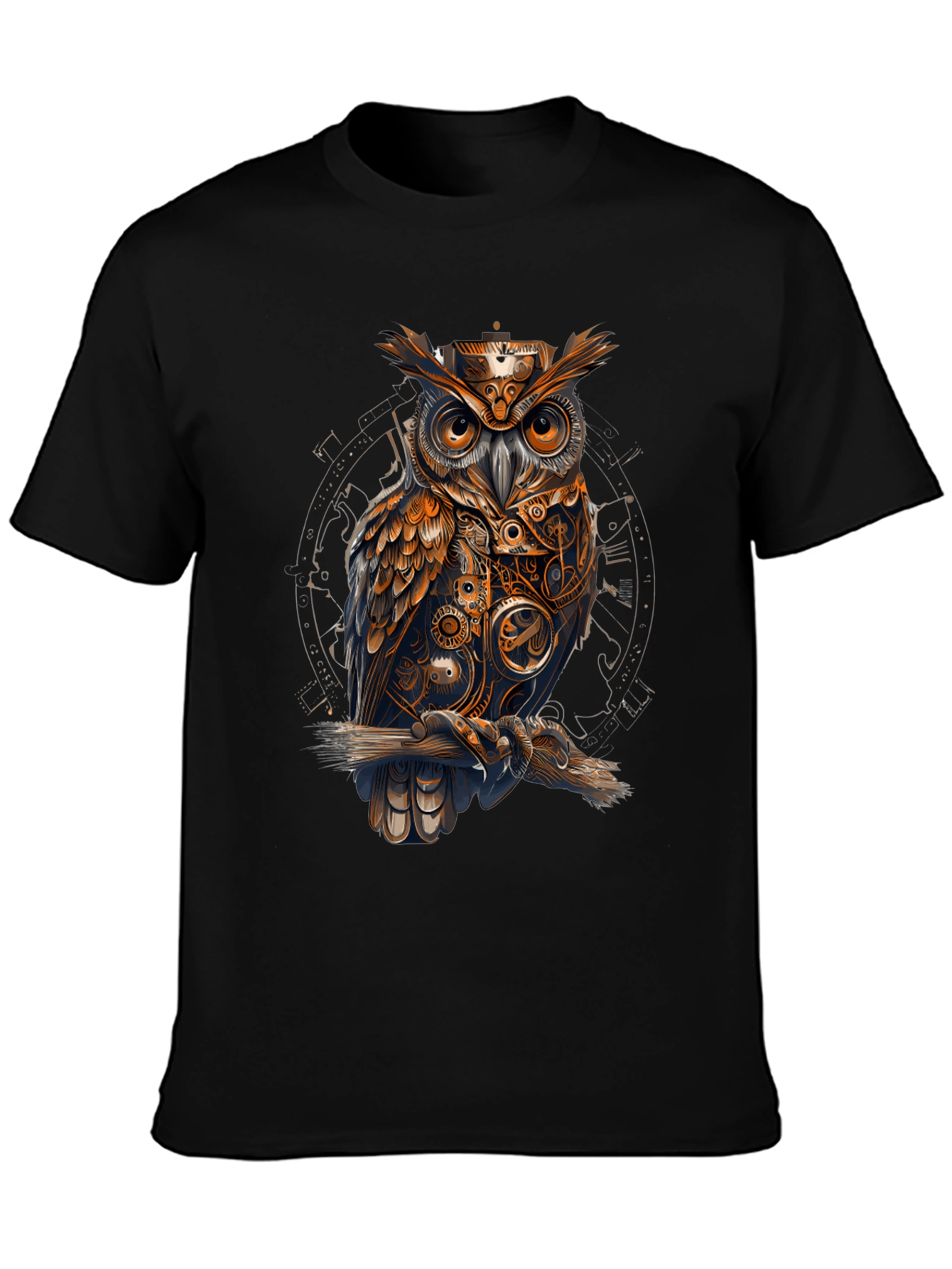 Steampunk Owl Graphic Tee - Unique Design T-Shirt