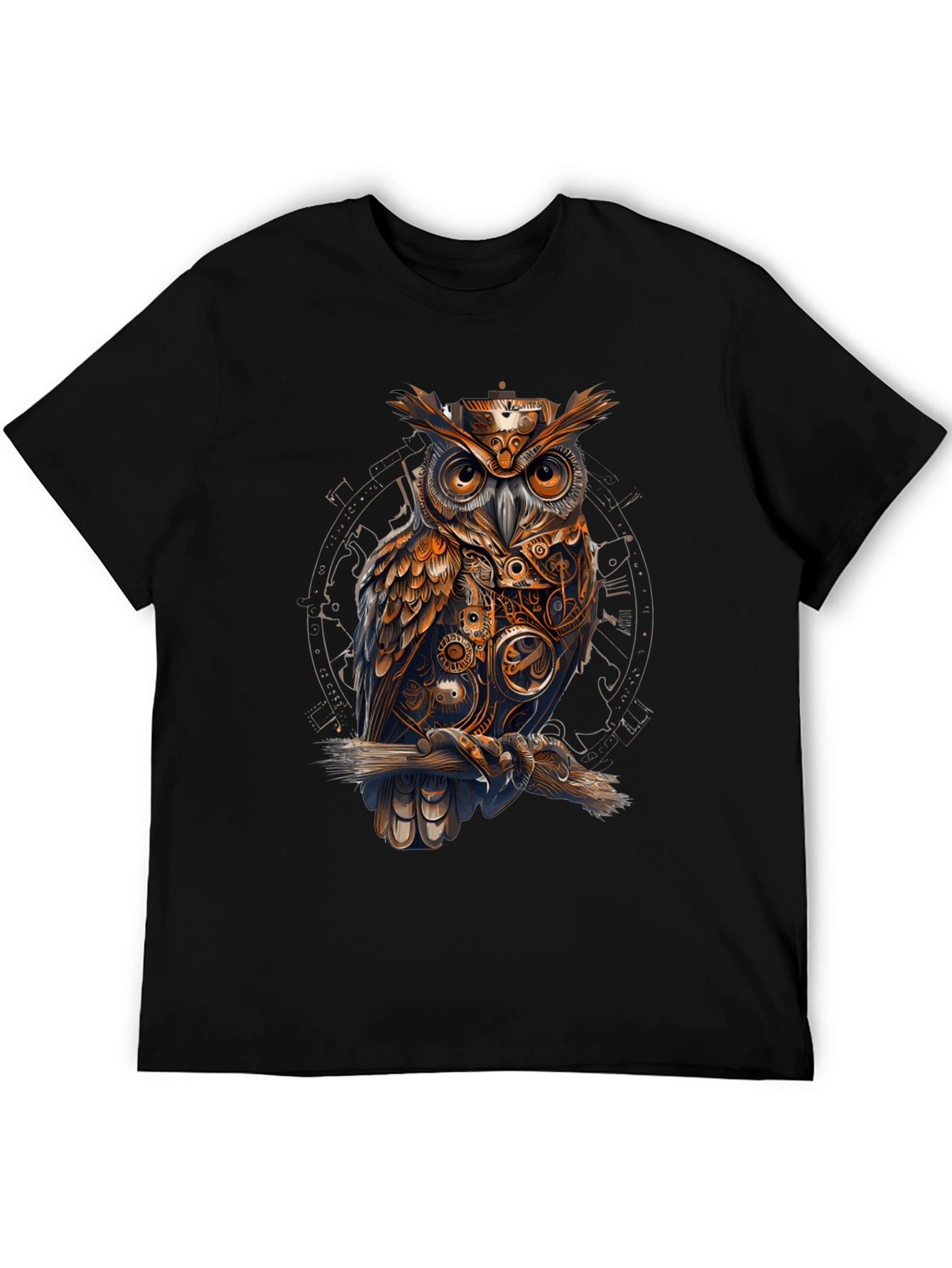 Steampunk Owl Graphic Tee - Unique Design T-Shirt