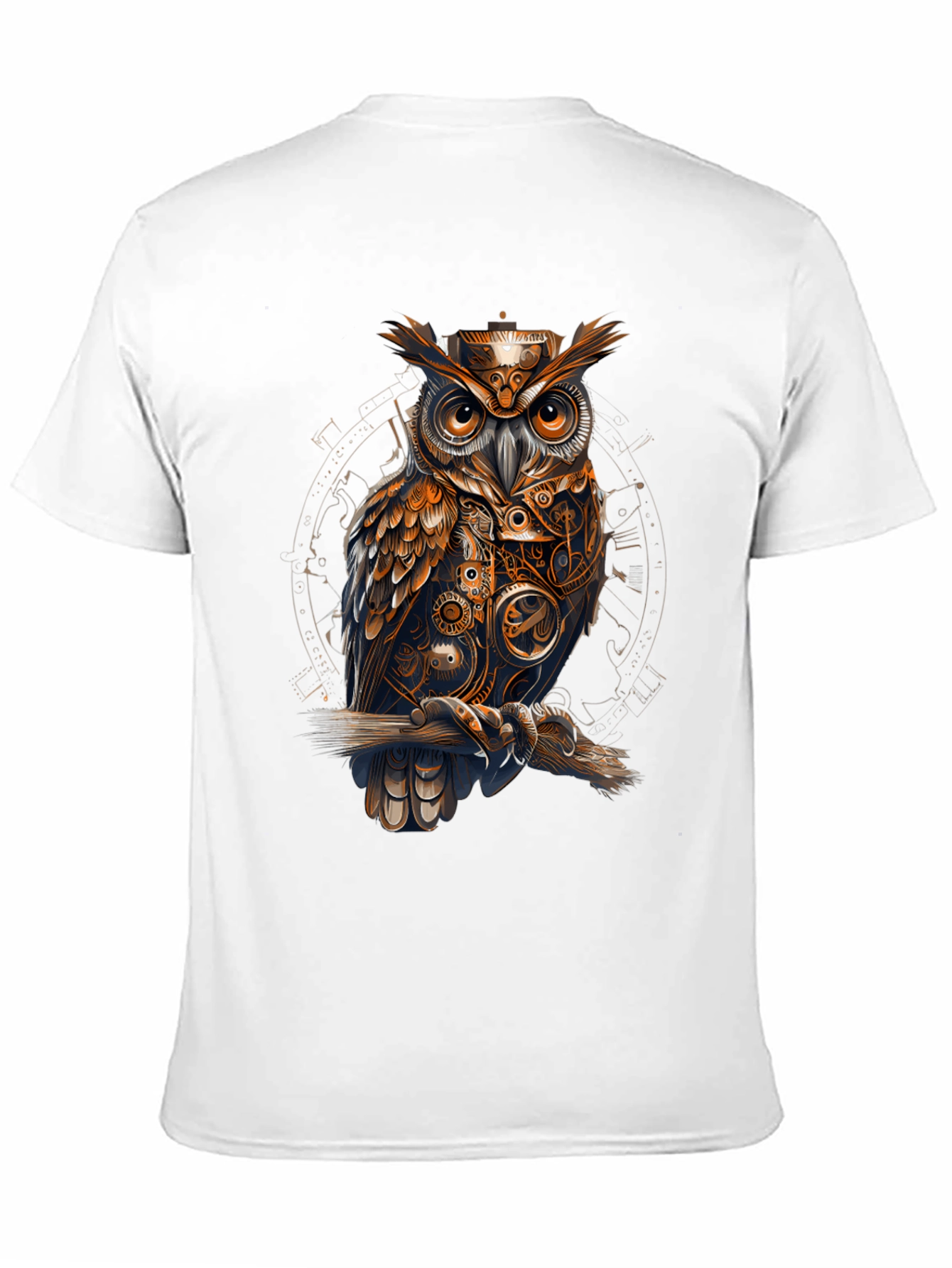 Steampunk Owl Graphic Tee - Unique Design T-Shirt