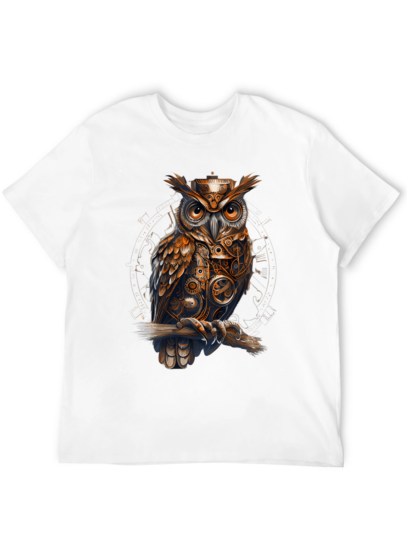 Steampunk Owl Graphic Tee - Unique Design T-Shirt